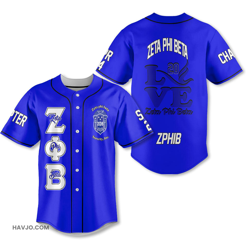 Personalized Zeta Phi Beta Royal Blue Love Zeta Dove Style Baseball Jersey