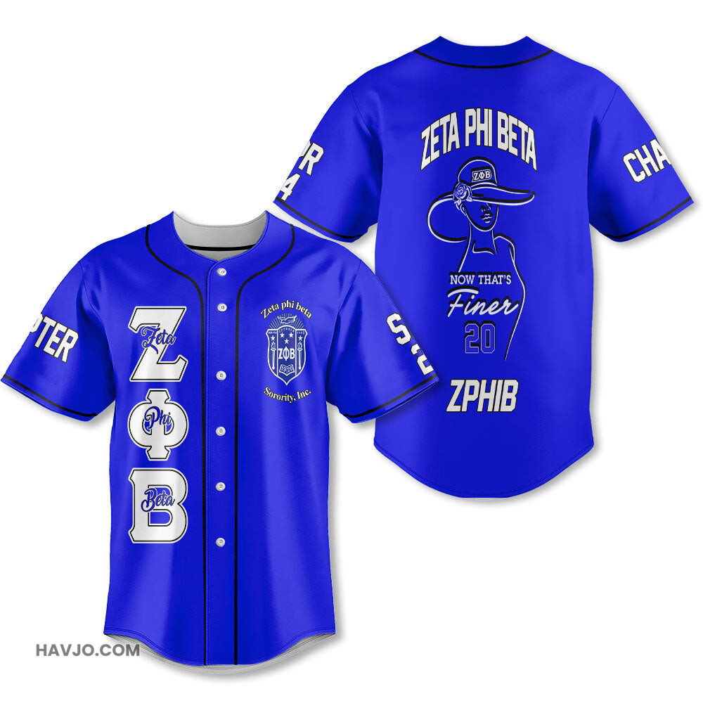 Personalized Zeta Phi Beta Royal Blue Now Thats Finer Women Style Baseball Jersey