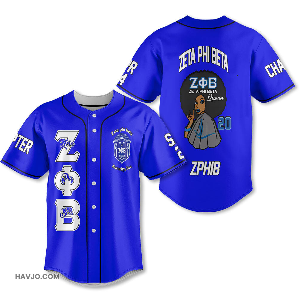 Personalized Zeta Phi Beta Royal Blue The Zeta Queen 1920 Baseball Jersey