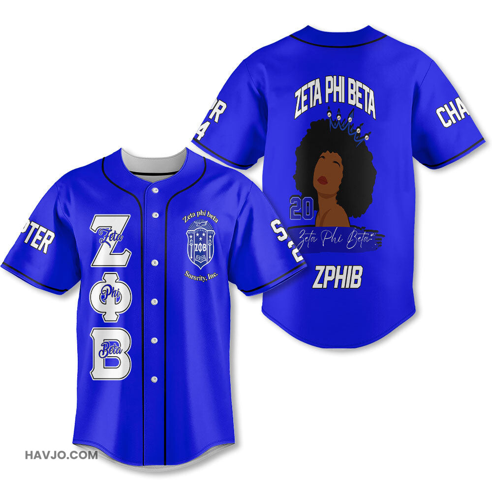 Personalized Zeta Phi Beta Royal Blue The Zeta Queen Style Baseball Jersey