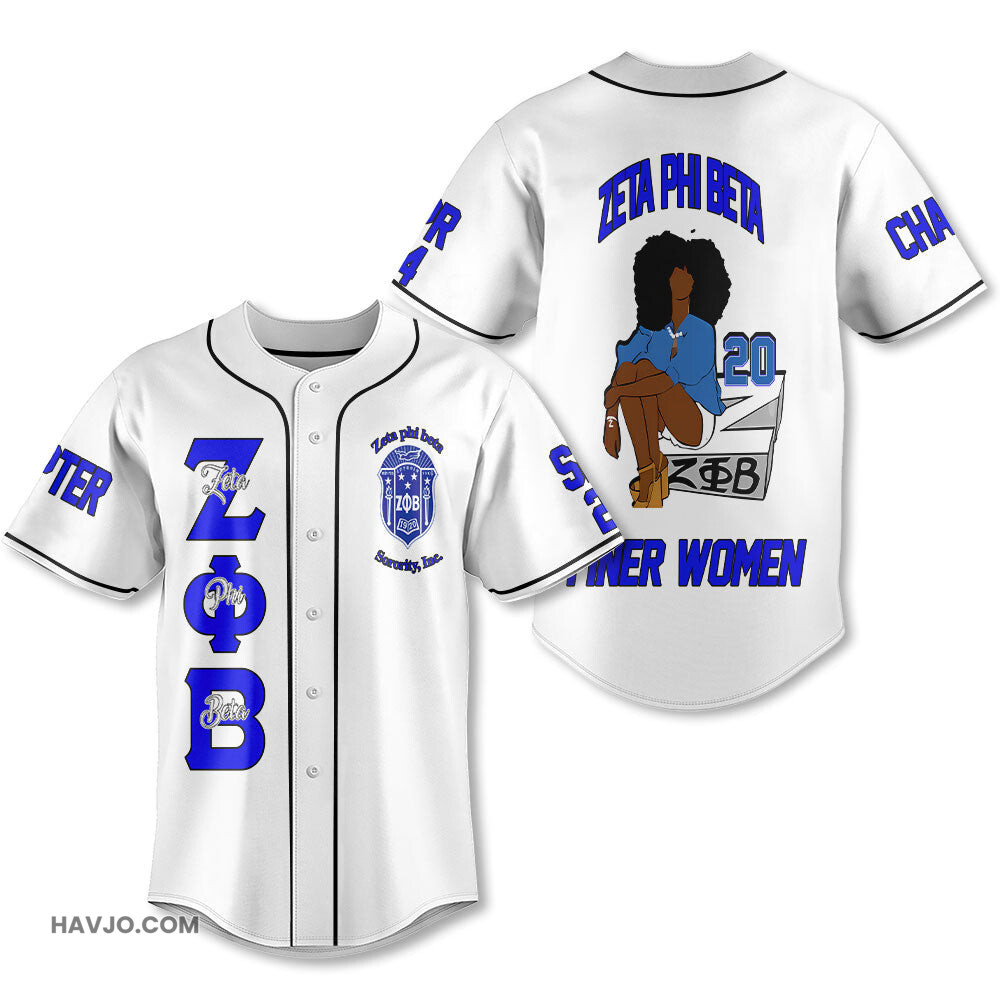 Personalized Zeta Phi Beta White Color 1920 Zeta Educated Women Style Baseball Jersey