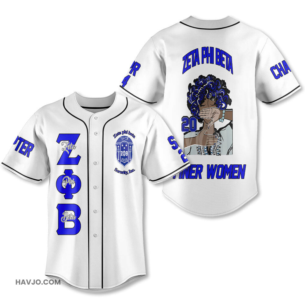 Personalized Zeta Phi Beta White Color 1920 Zeta Handsign Girl Style Baseball Jersey