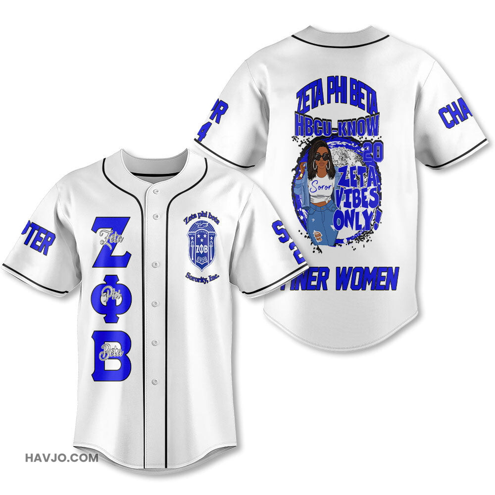Personalized Zeta Phi Beta White Color 1920 Zeta HBCU Know Style Baseball Jersey