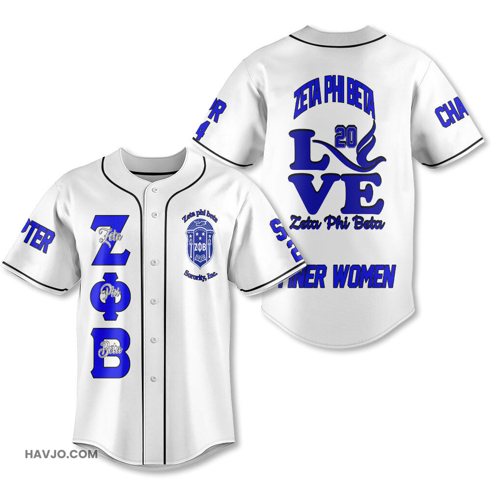 Personalized Zeta Phi Beta White Color Love Zeta Dove Style Baseball Jersey