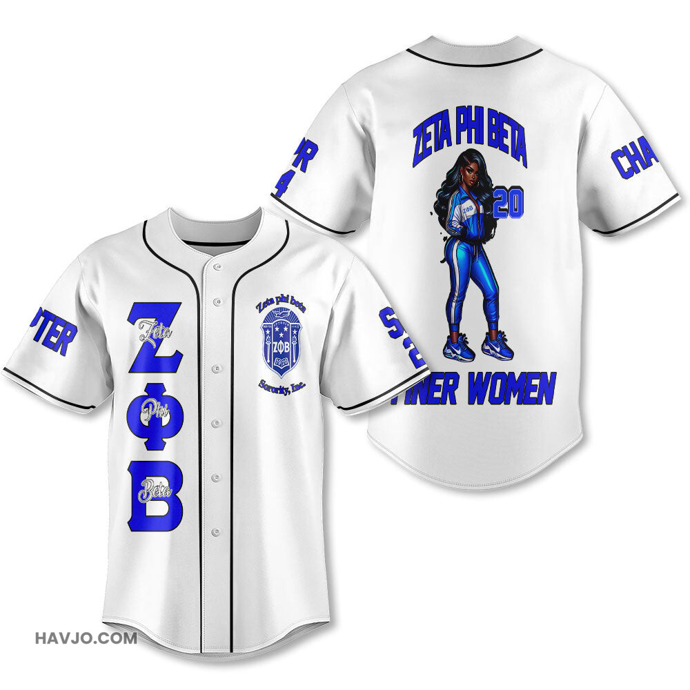 Personalized Zeta Phi Beta White Color Strong Divine Zeta Girl Style Baseball Jersey