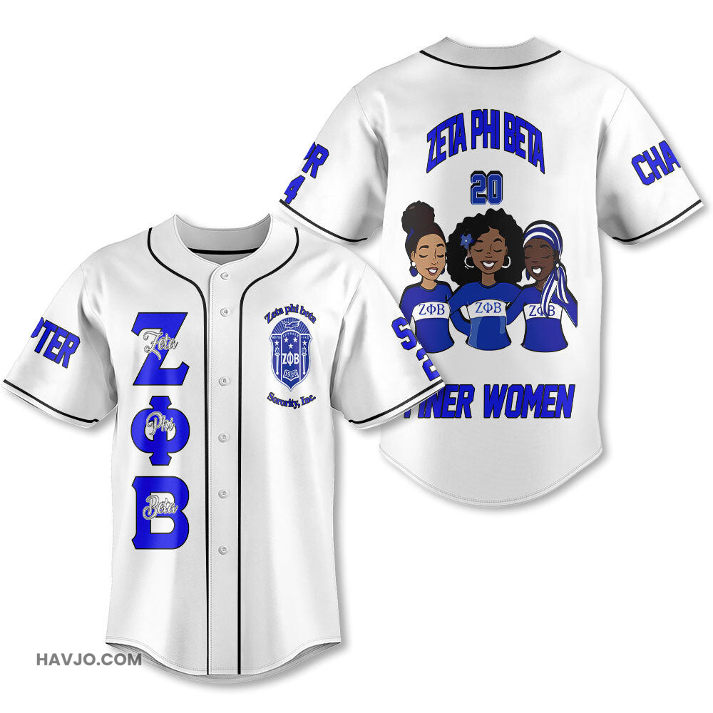 Personalized Zeta Phi Beta White Color The Zeta Finer Sisters Style Baseball Jersey