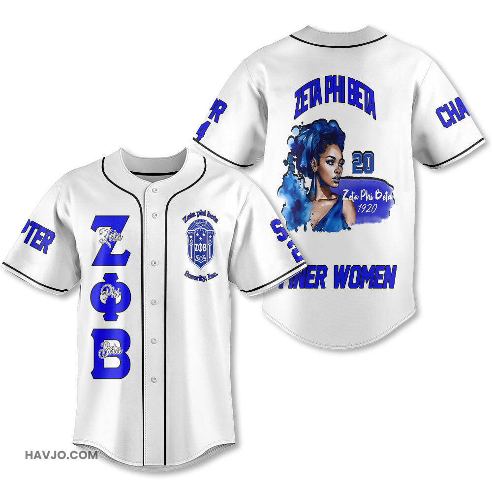 Personalized Zeta Phi Beta White Color The Zeta Finer Women Baseball Jersey