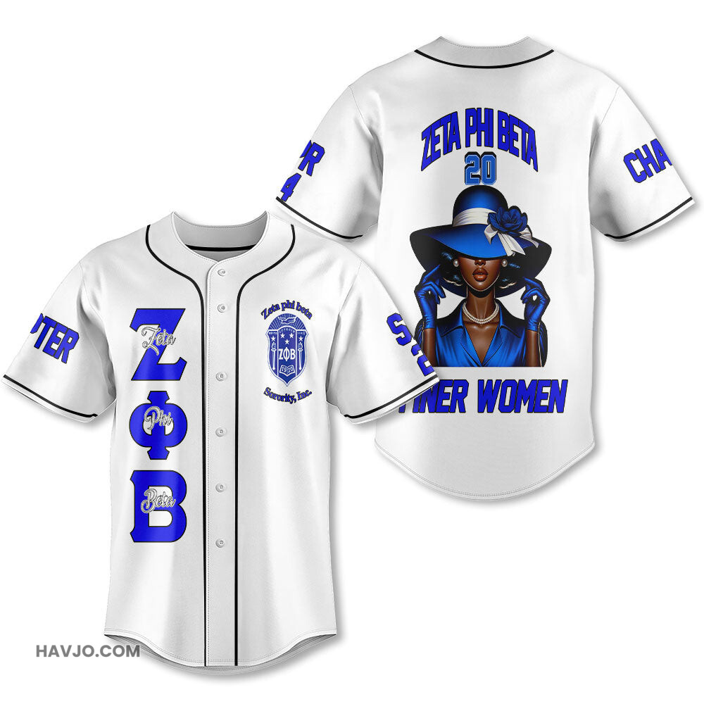 Personalized Zeta Phi Beta White Color The Zeta Finer Women Baseball Jersey