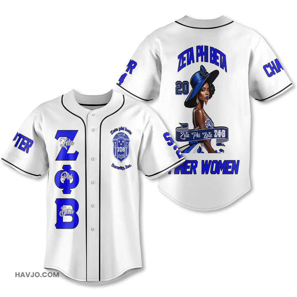 Personalized Zeta Phi Beta White Color The Zeta Finer Women Style 4 Baseball Jersey