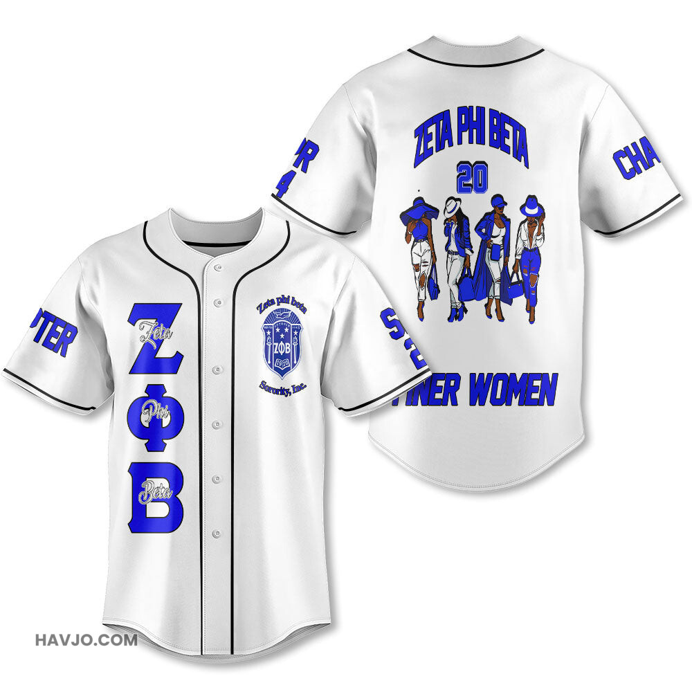 Personalized Zeta Phi Beta White Color The Zeta Finer Women Style Baseball Jersey
