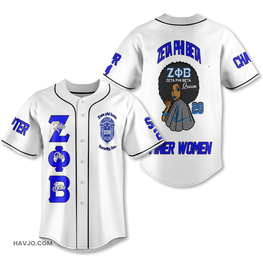 Personalized Zeta Phi Beta White Color The Zeta Queen 1920 Baseball Jersey