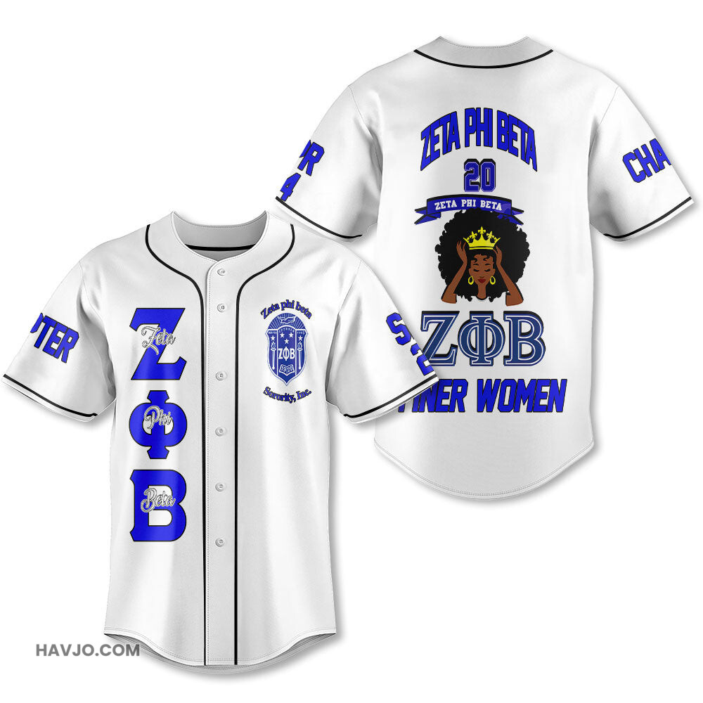 Personalized Zeta Phi Beta White Color The Zeta Queen 1920 Style Baseball Jersey