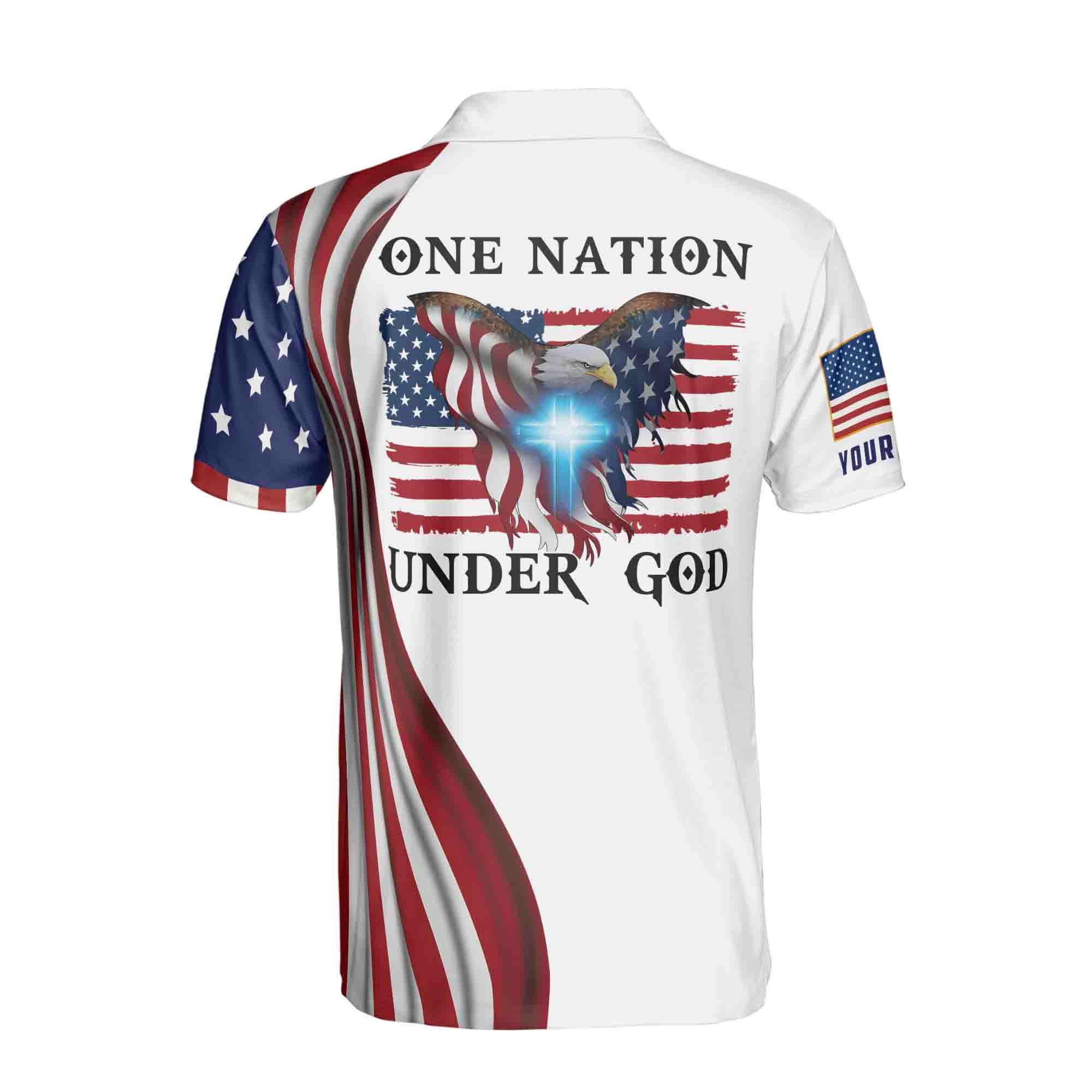 Personalizedizable American Pride Eagle Men's Polo Shirt, 4th of July Patriotic Style - Image 3