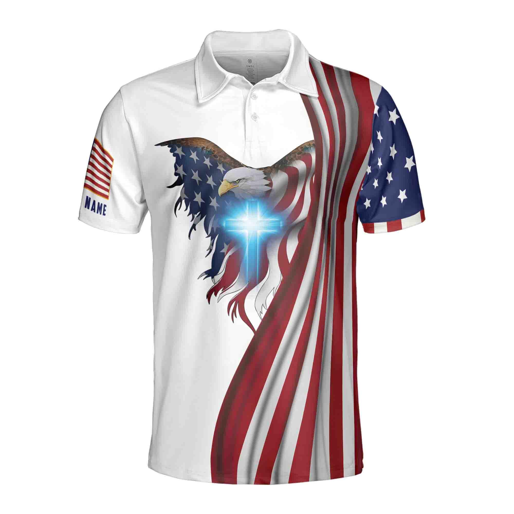 Alternative view of Personalizedizable American Pride Eagle Men's Polo Shirt, 4th of July Patriotic Style