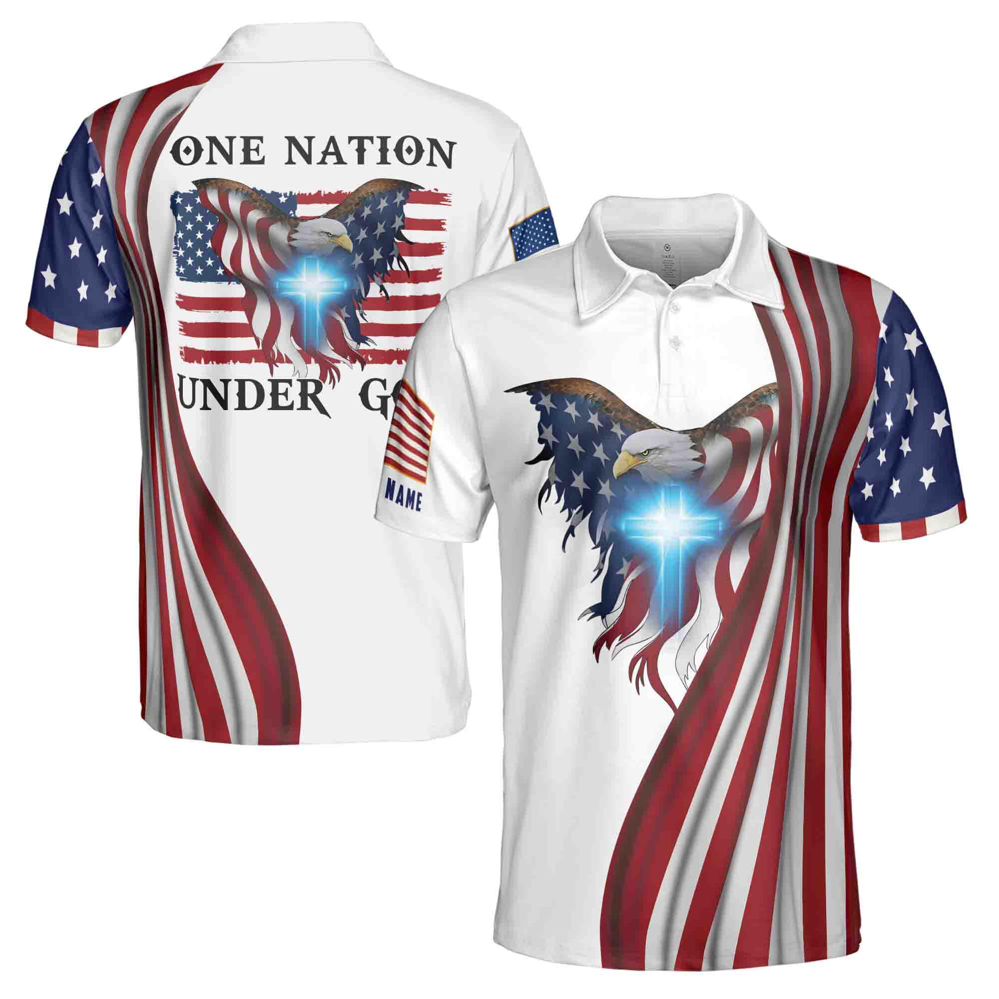 Personalizedizable American Pride Eagle Men's Polo Shirt, 4th of July Patriotic Style