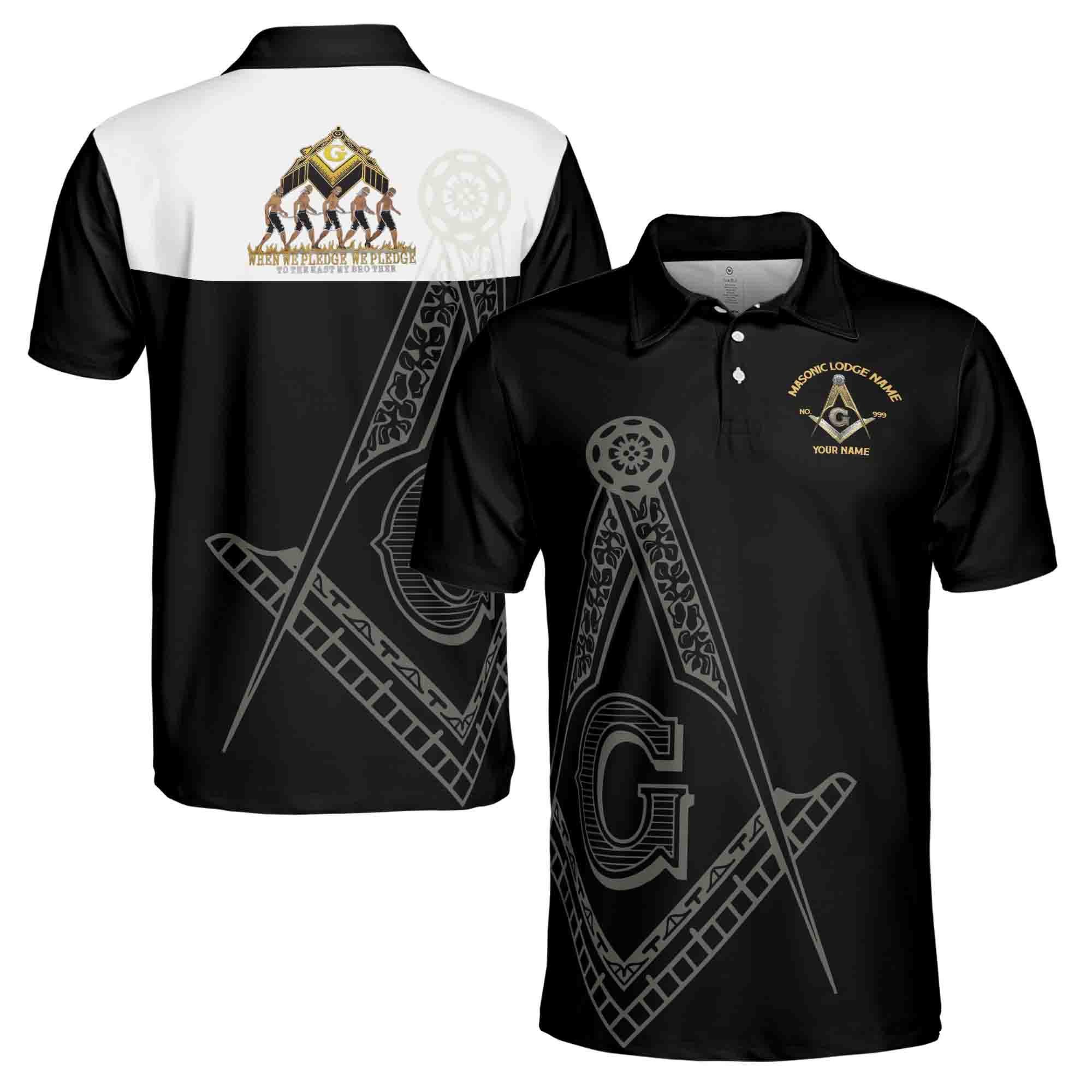 Personalizedize Lodge Name, Name and Number PHA Freemasonry Masonic Men's Polo Shirt