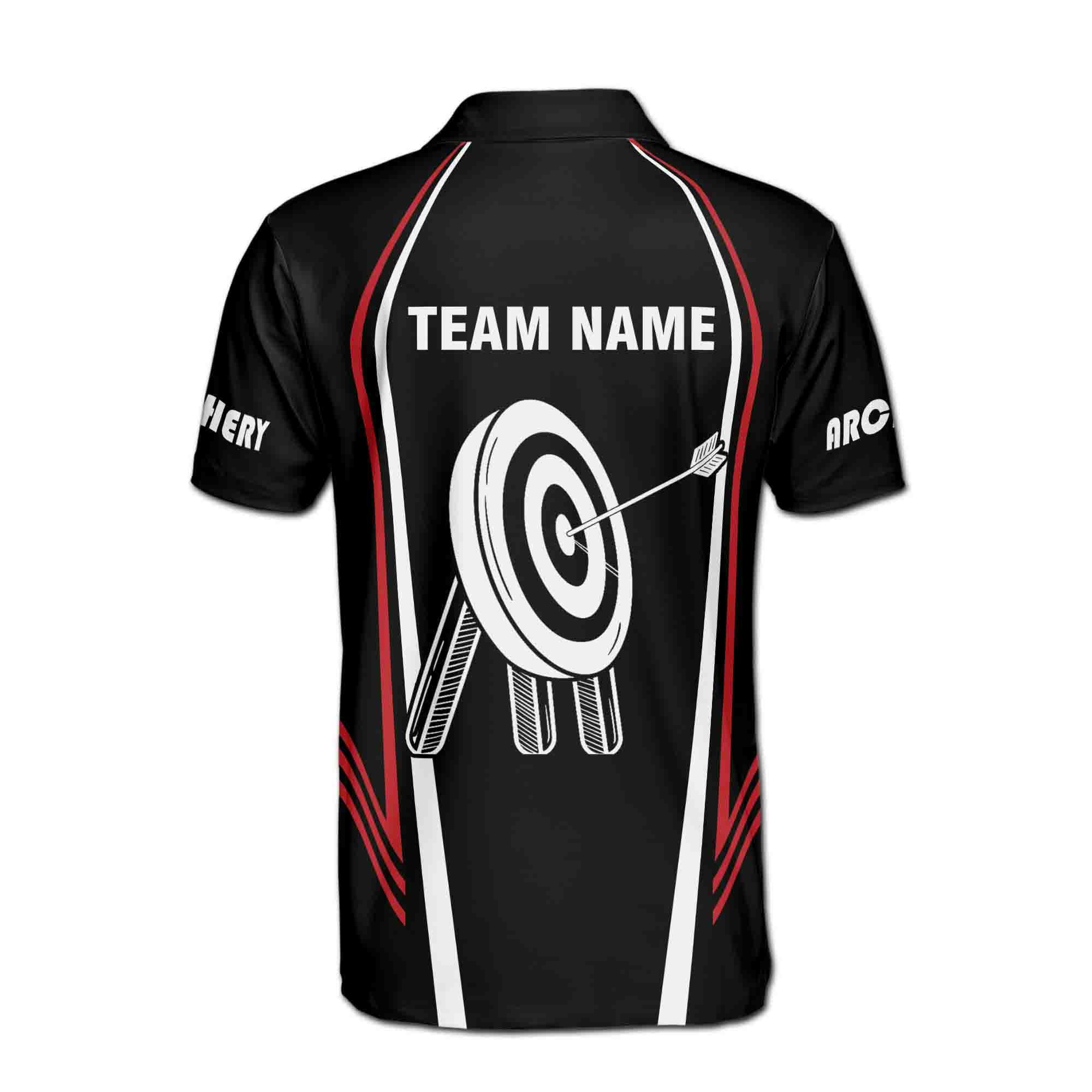 Personalizedize Name Archery Arrow Board Sleak USA Flag Black 3D Men's Polo Shirt - Image 3