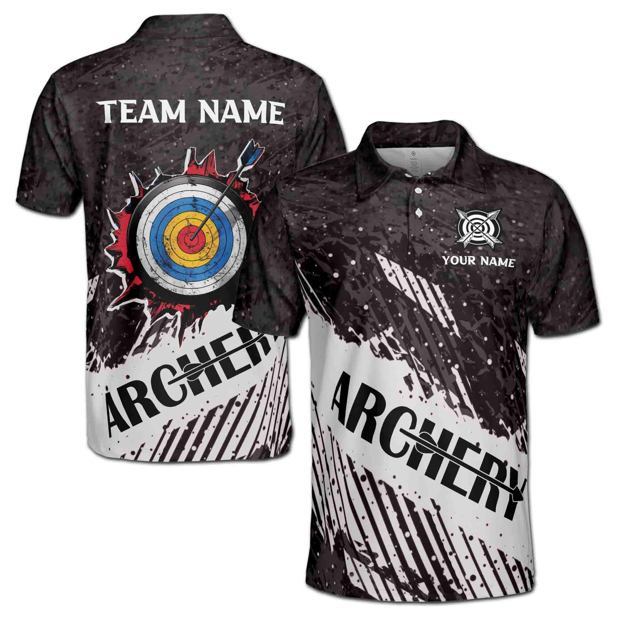 Personalizedize Name Archery Arrow Board Snow Track Gray White 3D Men's Polo Shirt