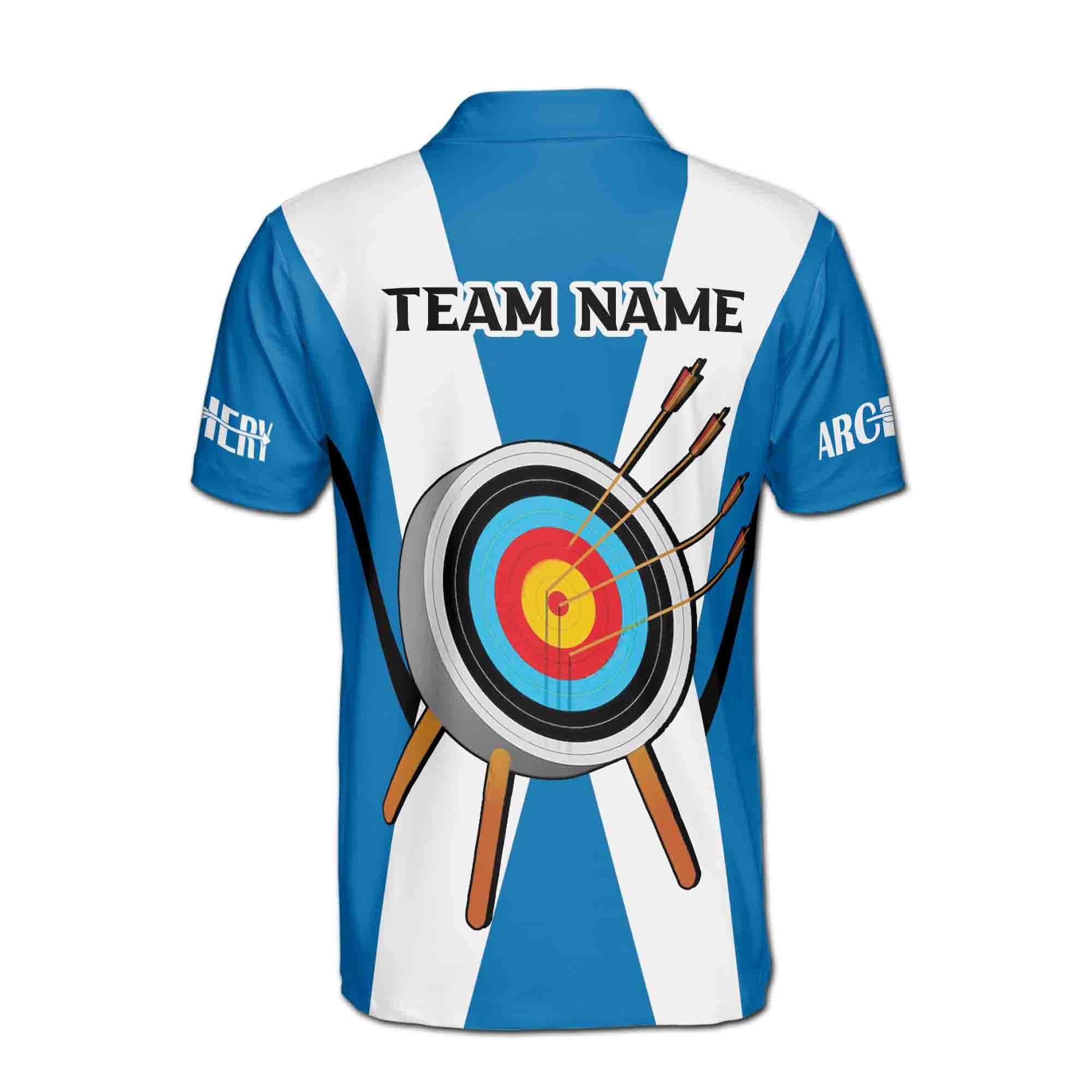 Personalizedize Name Archery Arrow Board X-Cross Blue White 3D Men's Polo Shirt - Image 3