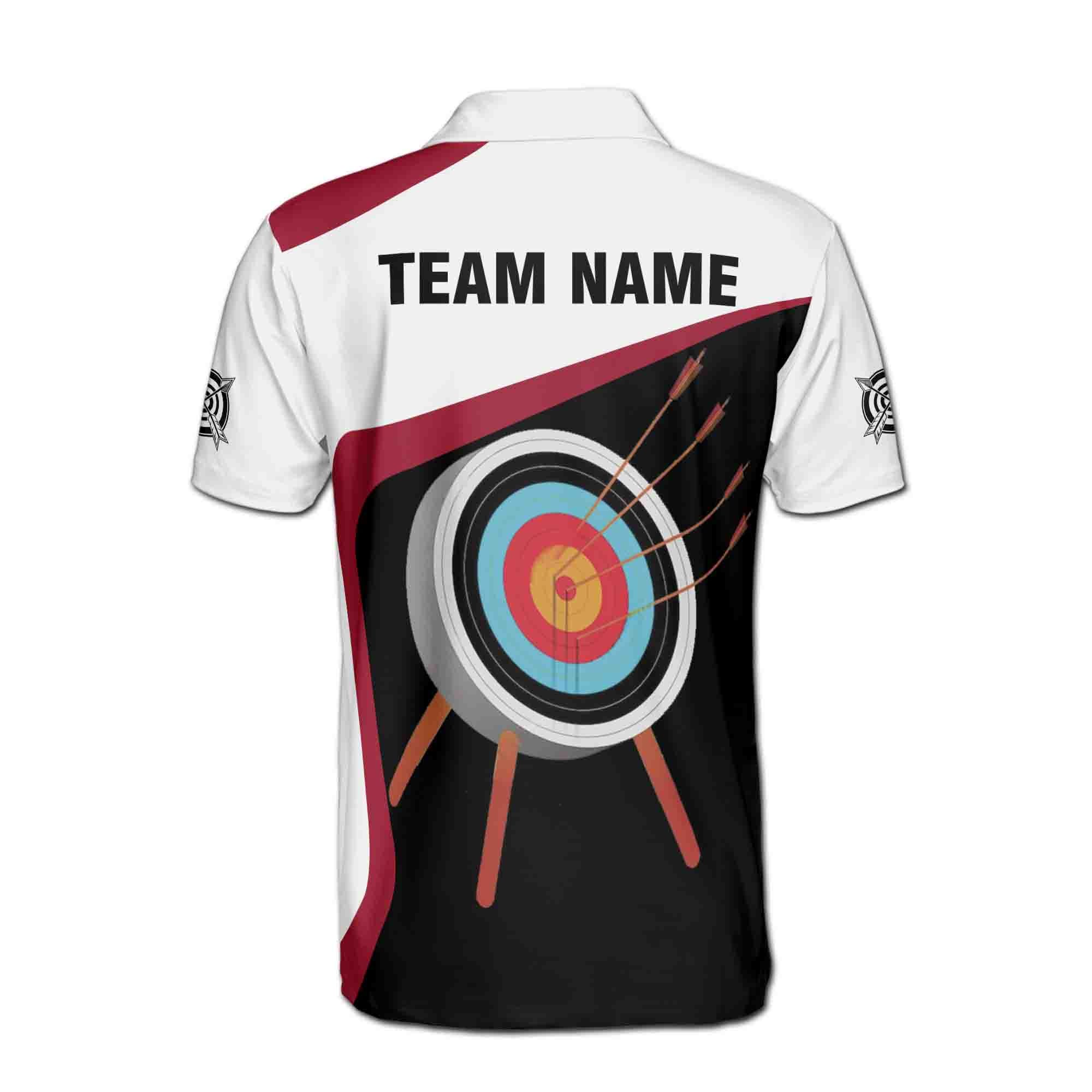Personalizedize Name Archery Bow Arrow Board Puzzle Pieces White Black 3D Men's Polo Shirt - Image 3