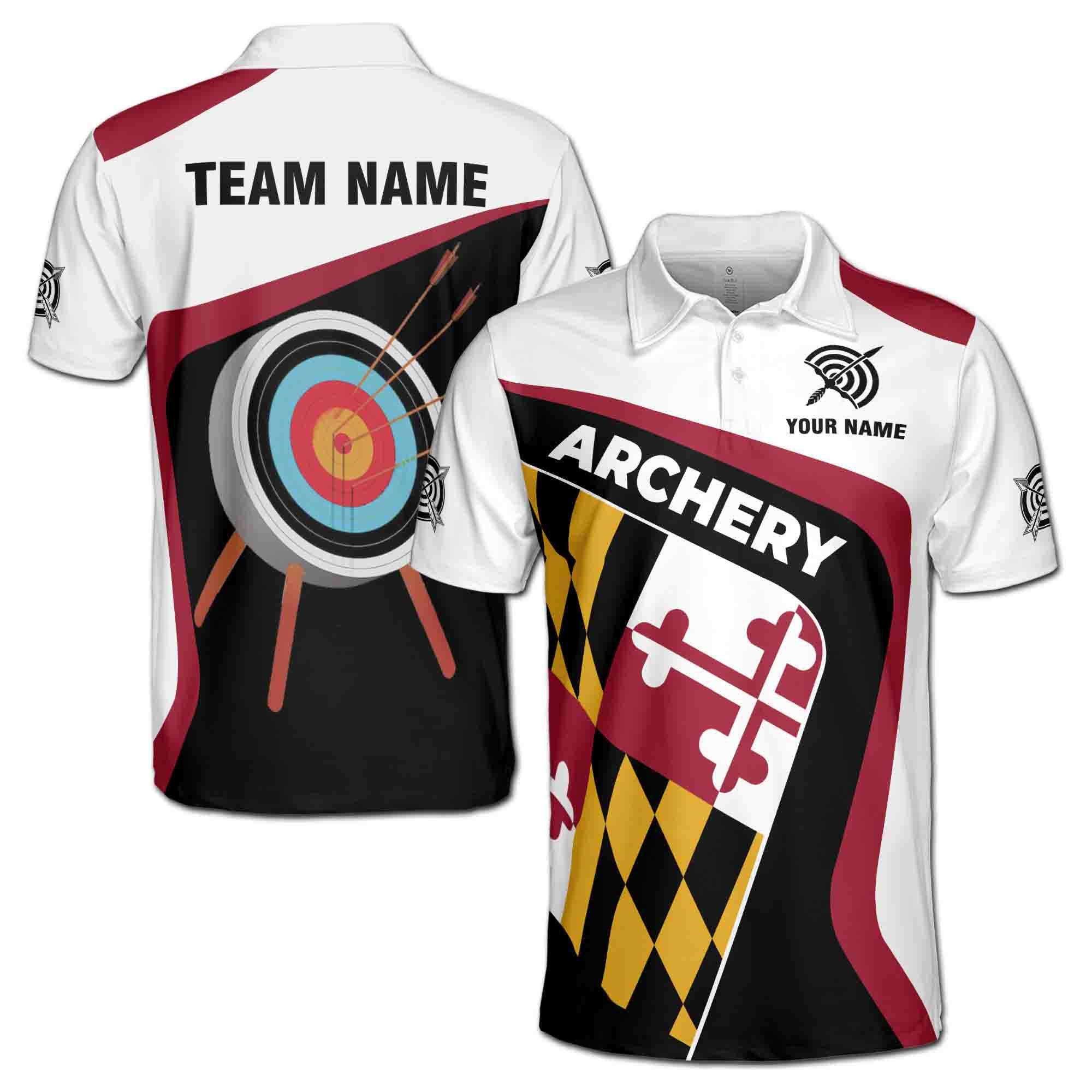 Personalizedize Name Archery Bow Arrow Board Puzzle Pieces White Black 3D Men's Polo Shirt