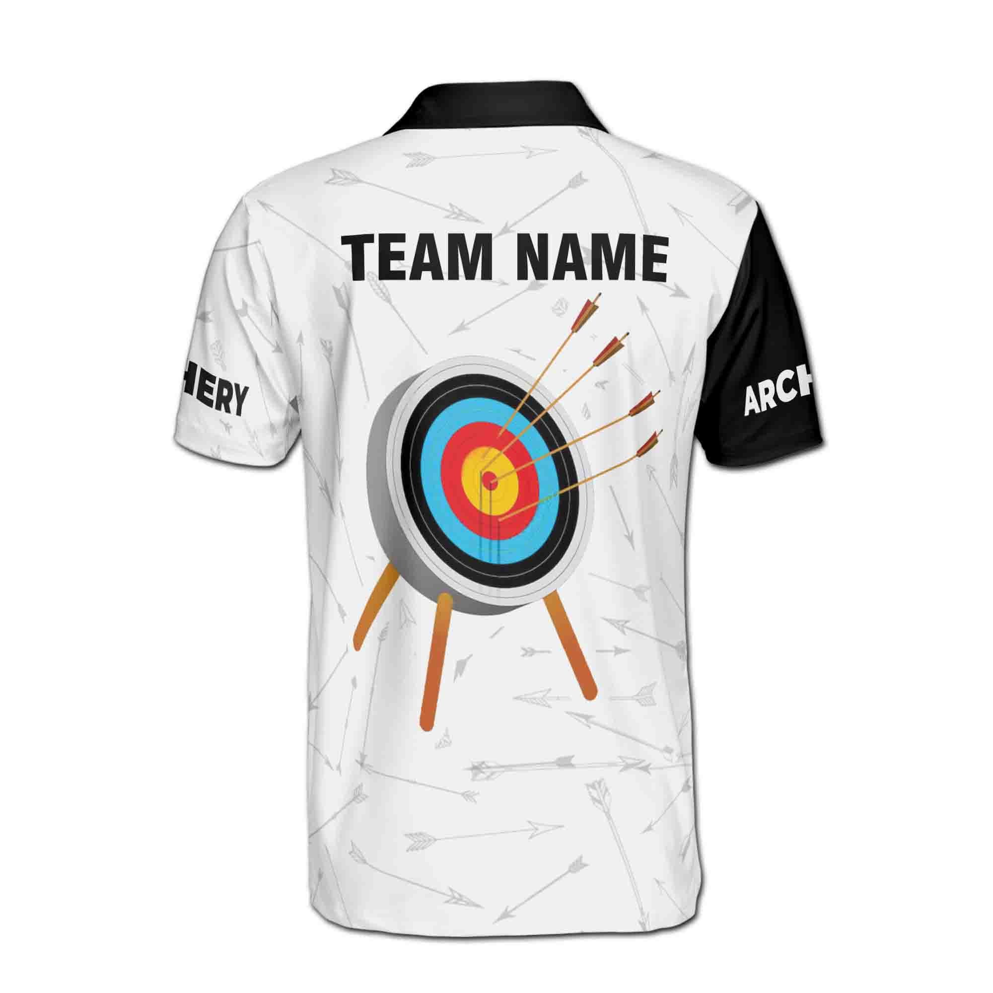 Personalizedize Name Archery Bow Board Arrow Pattern White 3D Men's Polo Shirt - Image 3