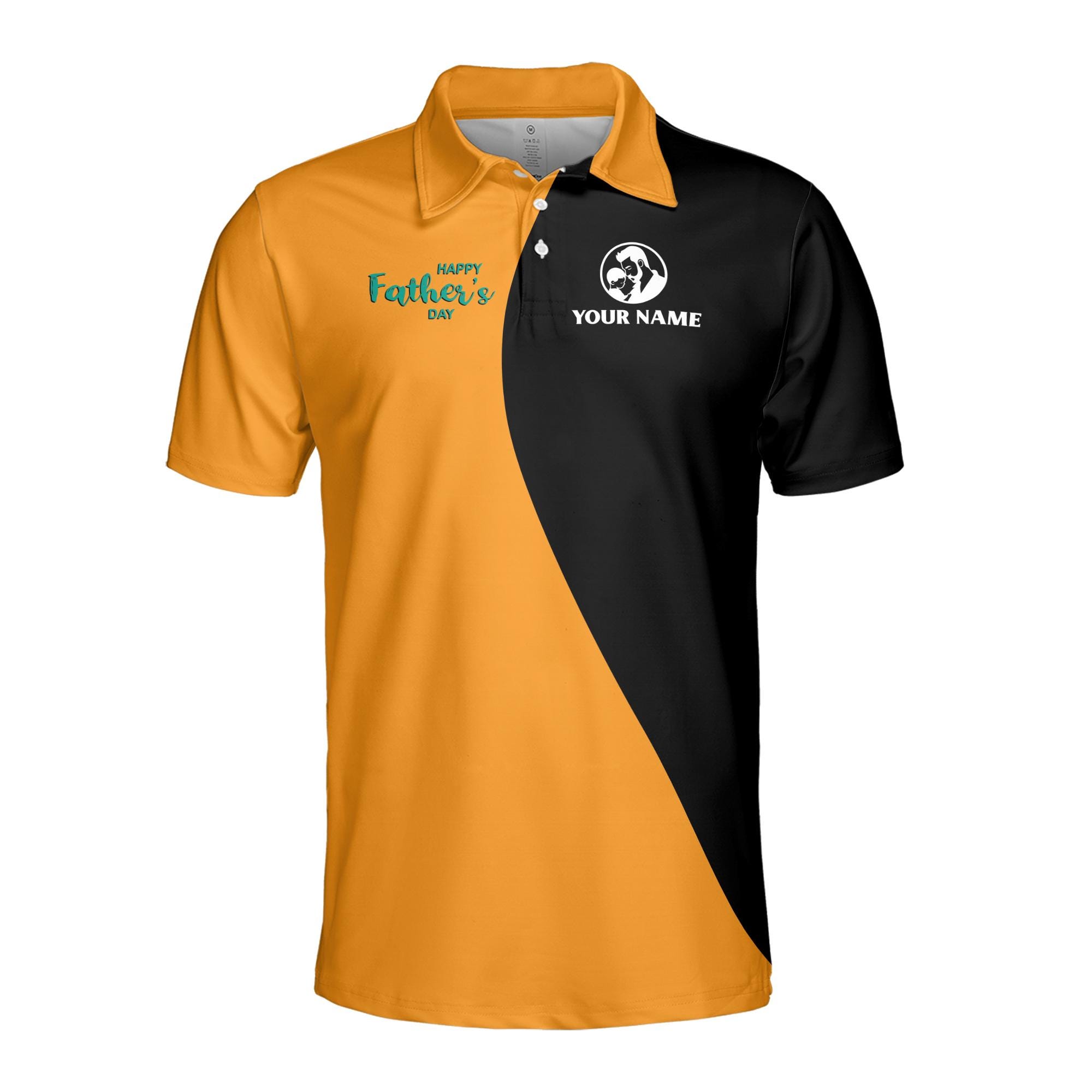 Alternative view of Personalizedize Name Best Dad Ever Black Yellow 3D Men's Polo Shirt