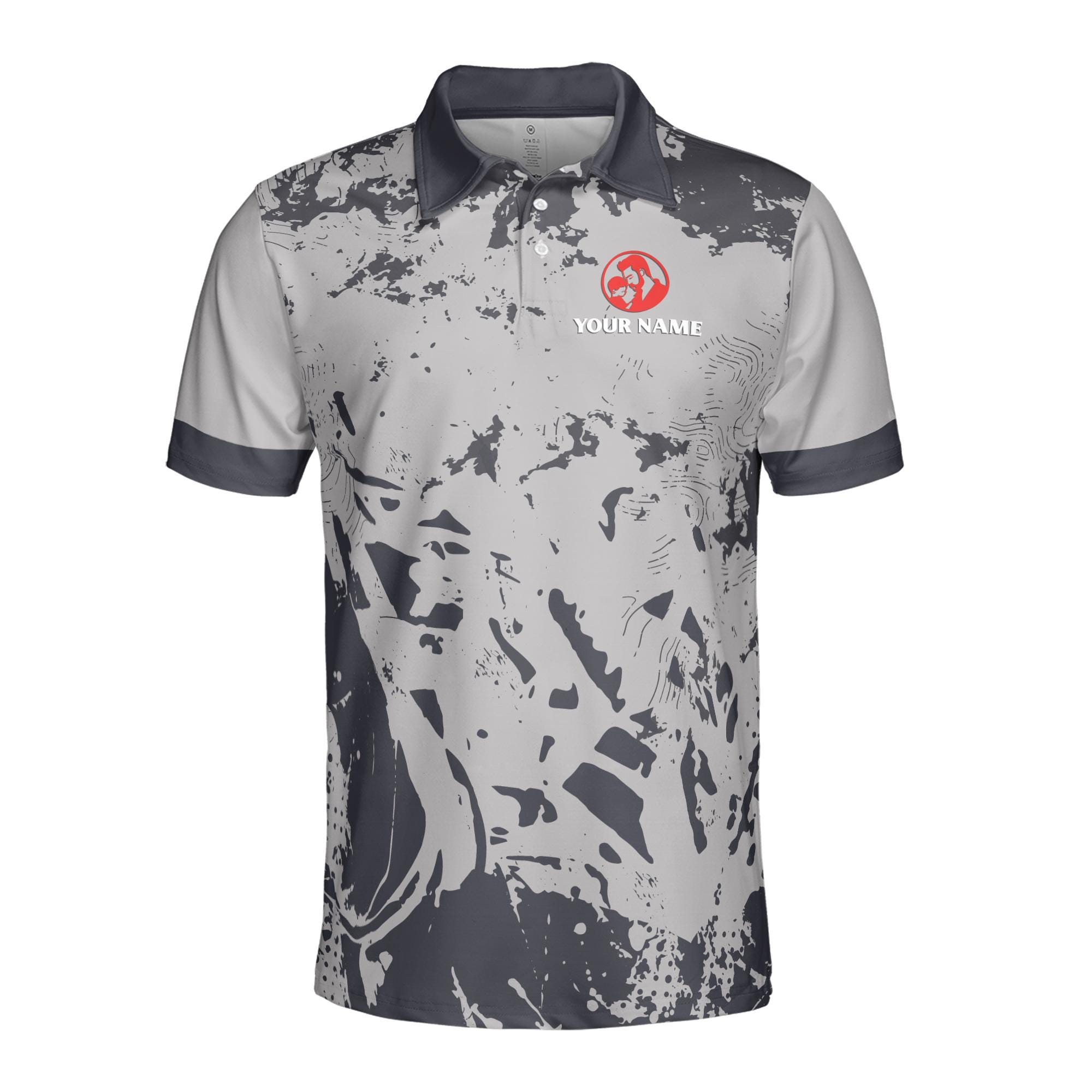 Alternative view of Personalizedize Name Best Dad Ever Gray 3D Men's Polo Shirt