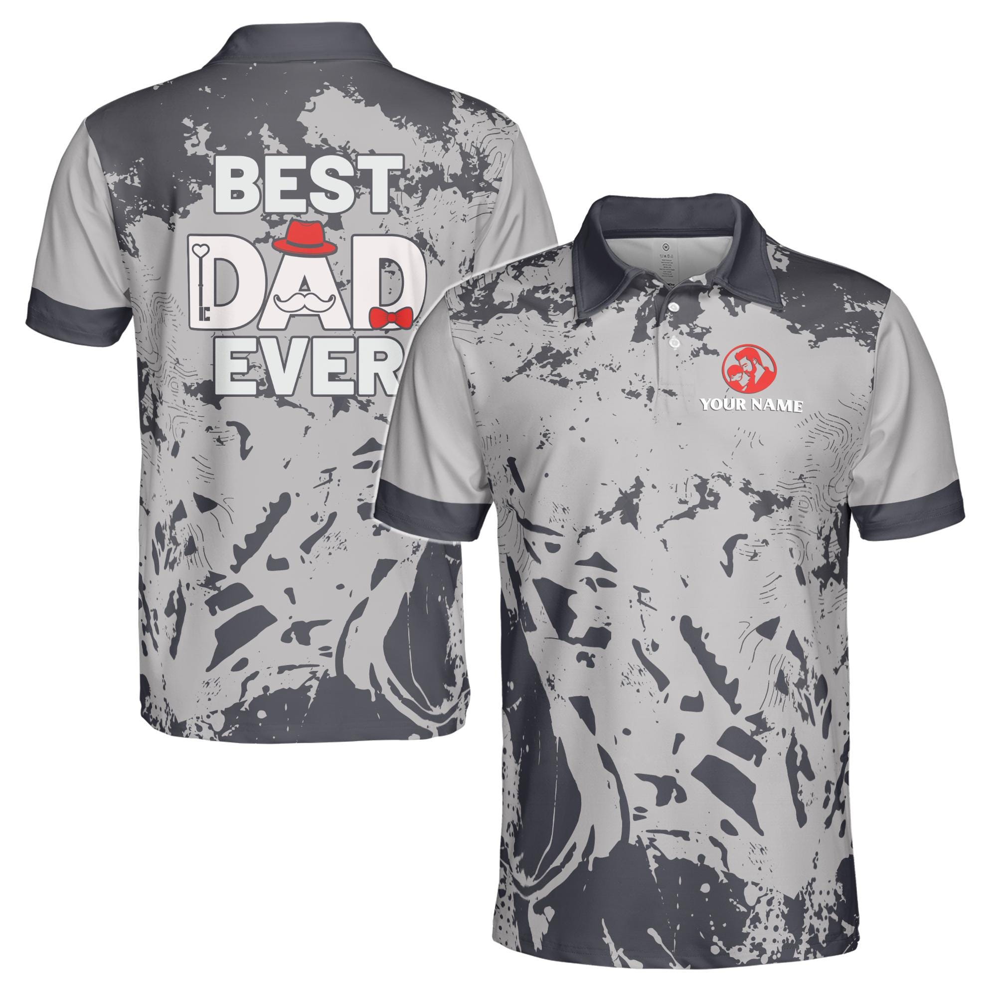 Personalizedize Name Best Dad Ever Gray 3D Men's Polo Shirt