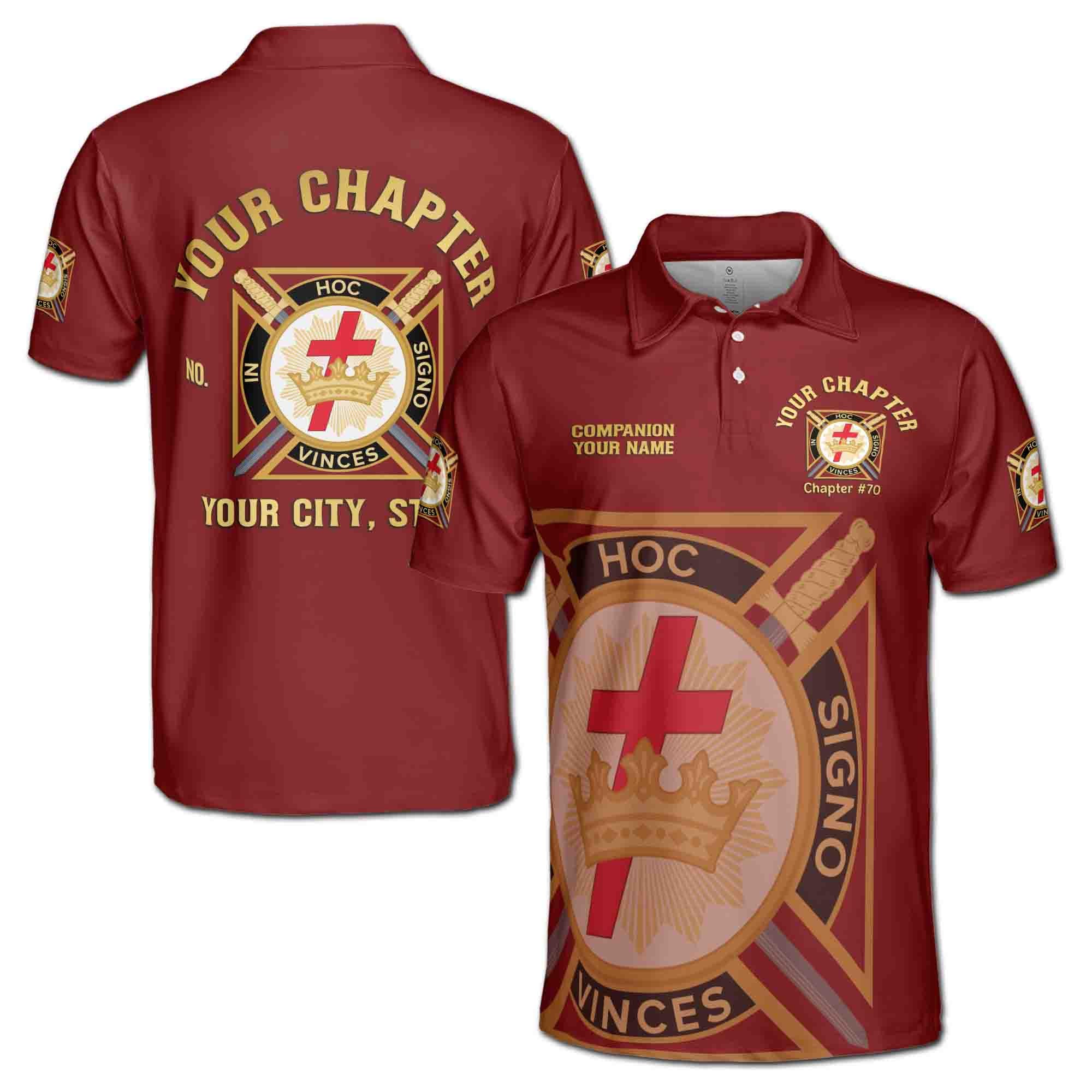 Personalizedize Name Chapter Masonic Knights Templar Freemasonry Men's Polo Shirt