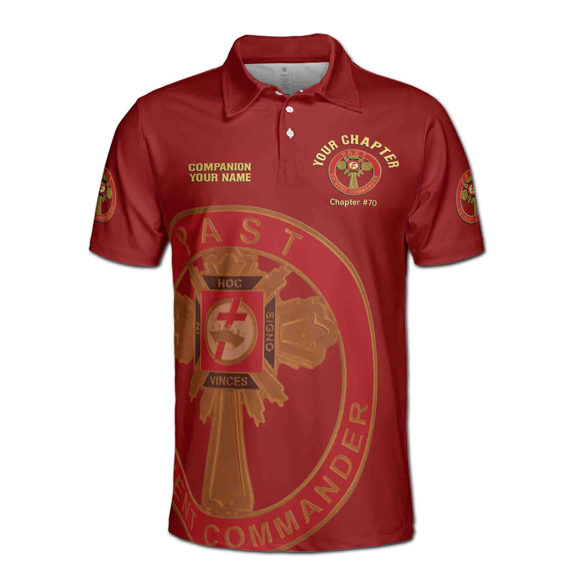 Personalizedize Name Chapter Masonic Knights Templar Past Commander Freemasonry Men's Polo Shirt - Image 3