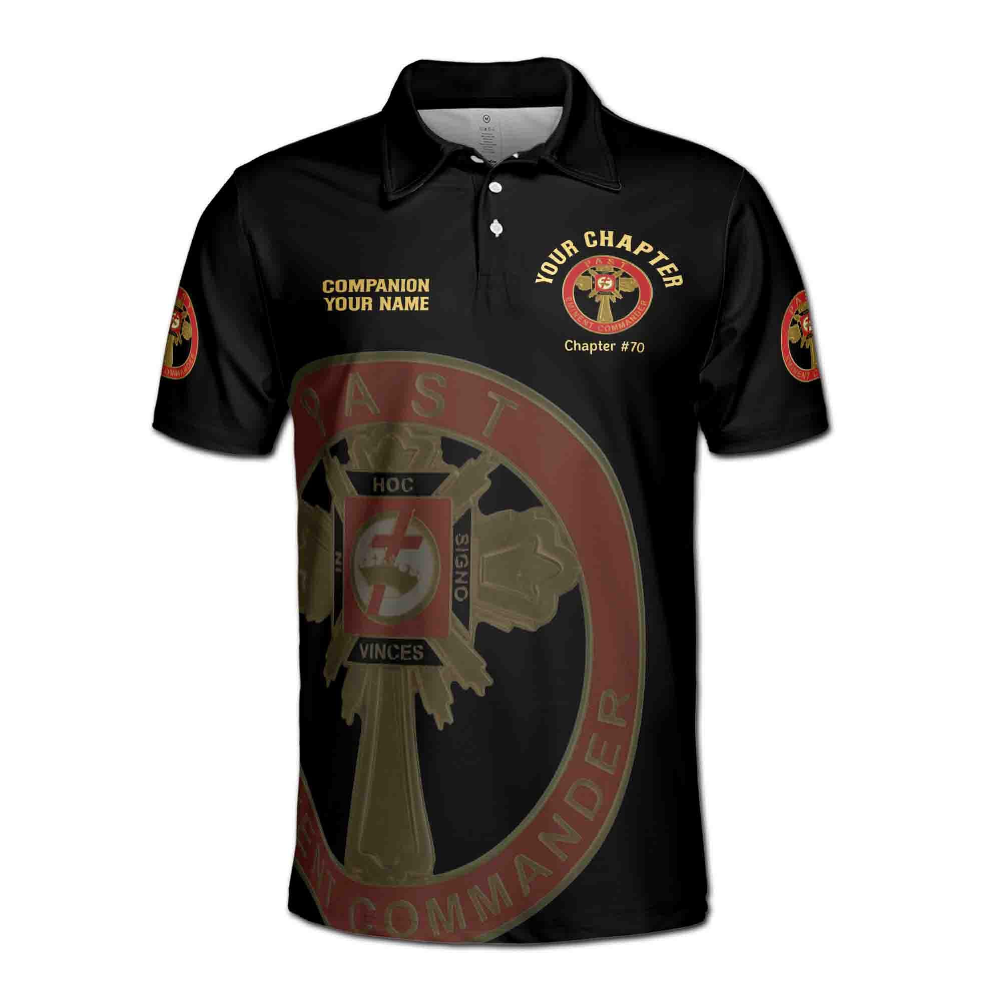 Personalizedize Name Chapter Masonic Knights Templar Past Commander Freemasonry Men's Polo Shirt - Image 5
