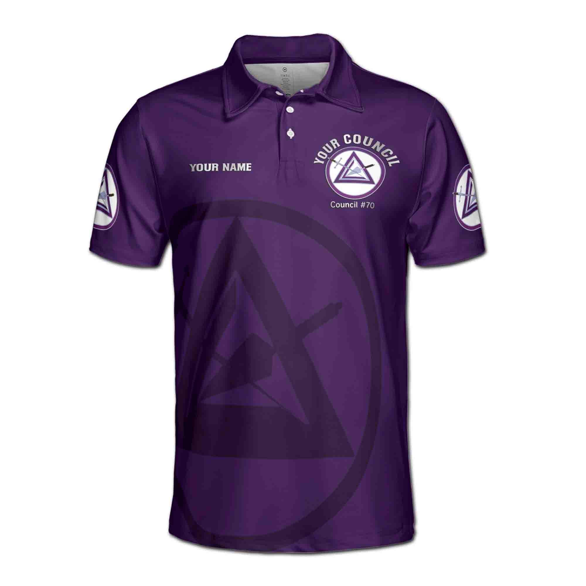 Alternative view of Personalizedize Name Council Royal and Select Masters Freemasonry Men's Polo Shirt