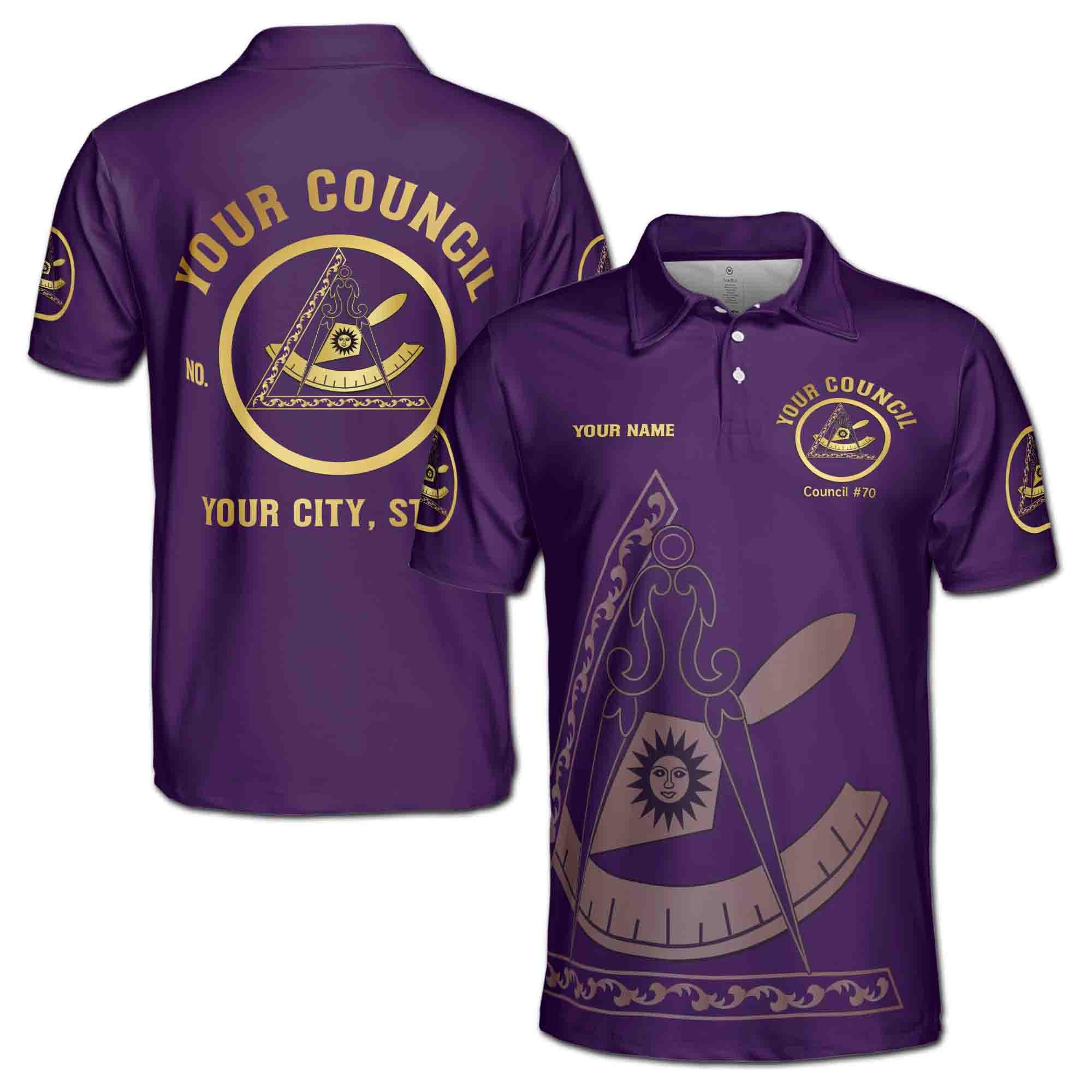 Personalizedize Name Council Royal and Select Masters Past Leadership Freemasonry Men's Polo Shirt