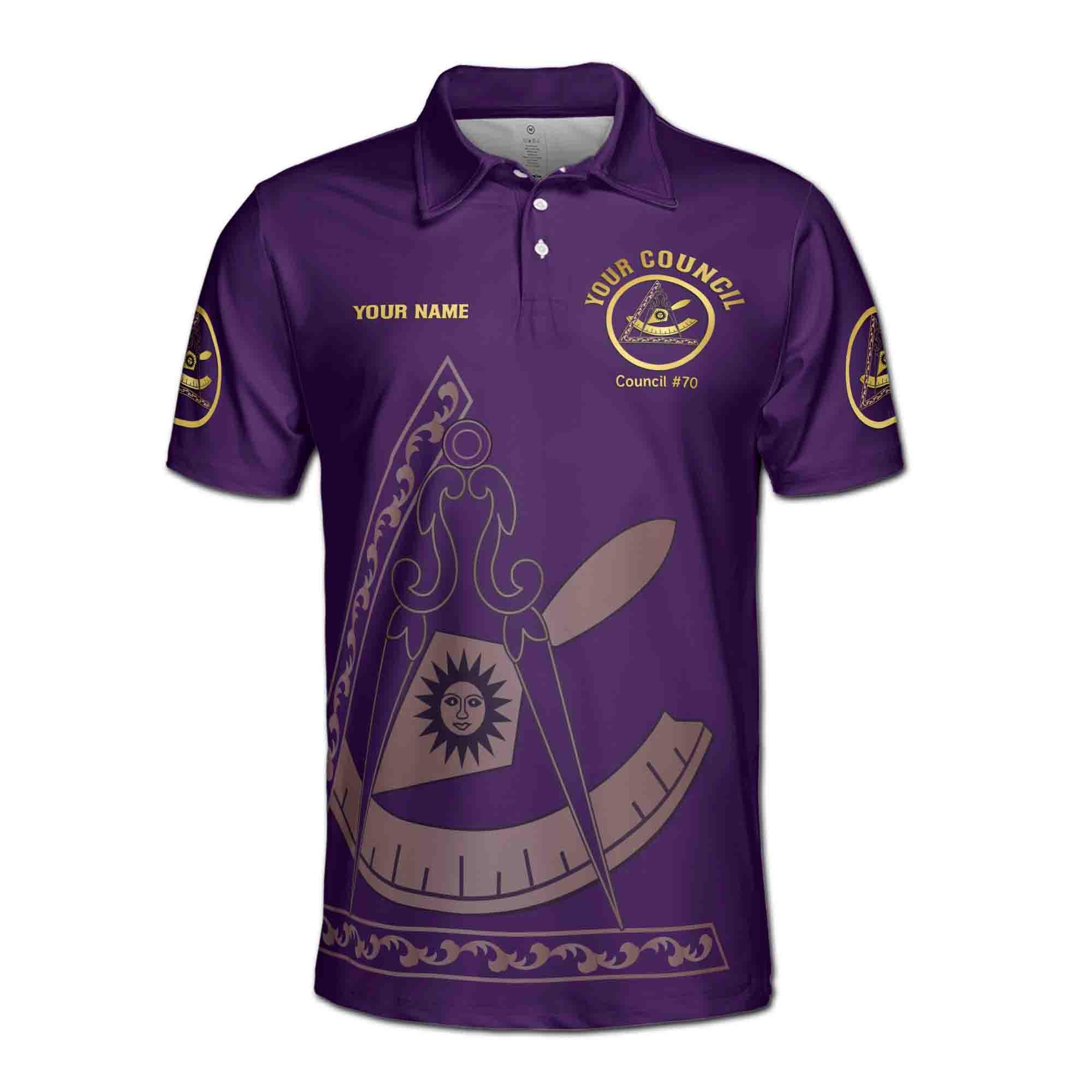 Alternative view of Personalizedize Name Council Royal and Select Masters Past Leadership Freemasonry Men's Polo Shirt