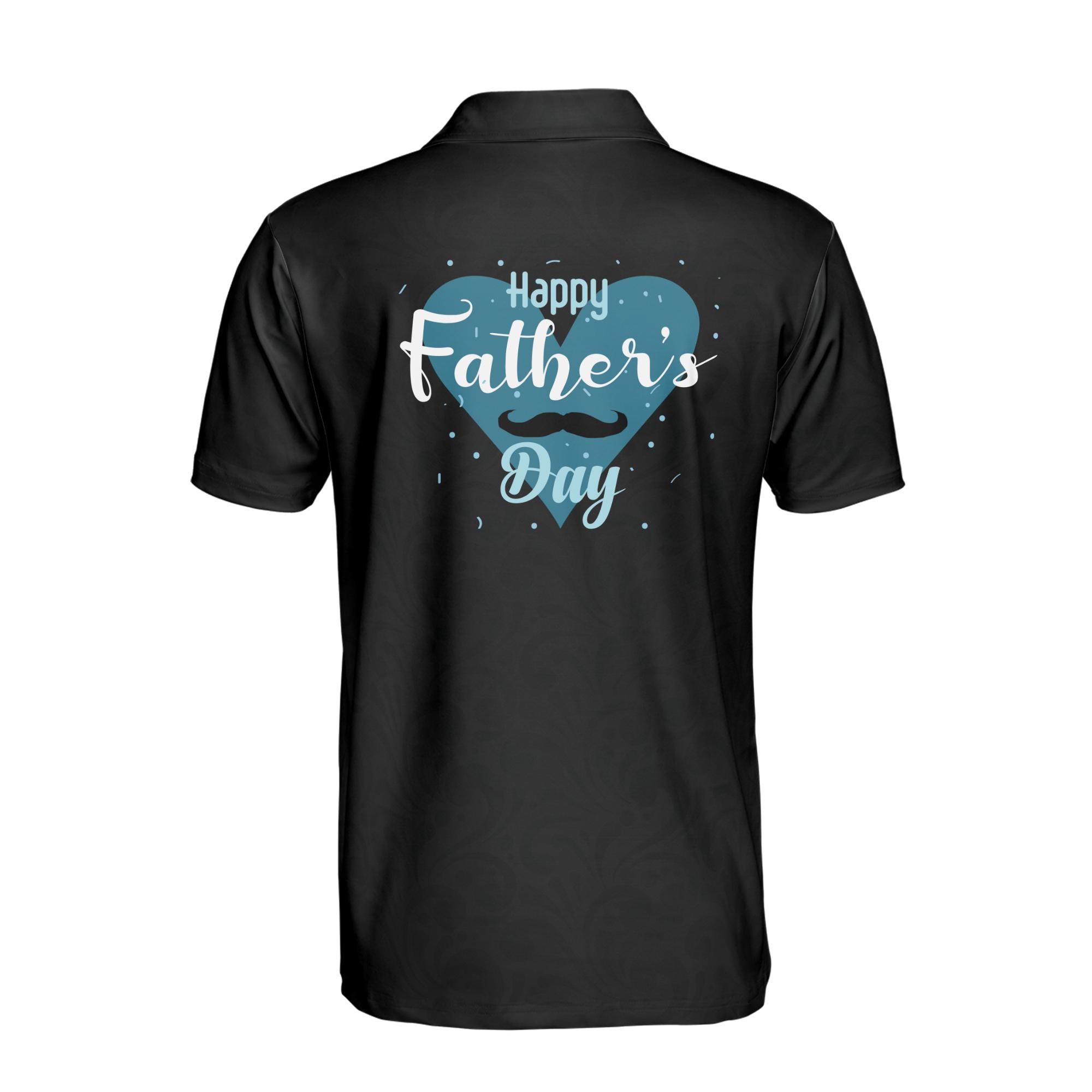 Personalizedize Name Dad Child Mustache Heart Black 3D Men's Polo Shirt - Image 3