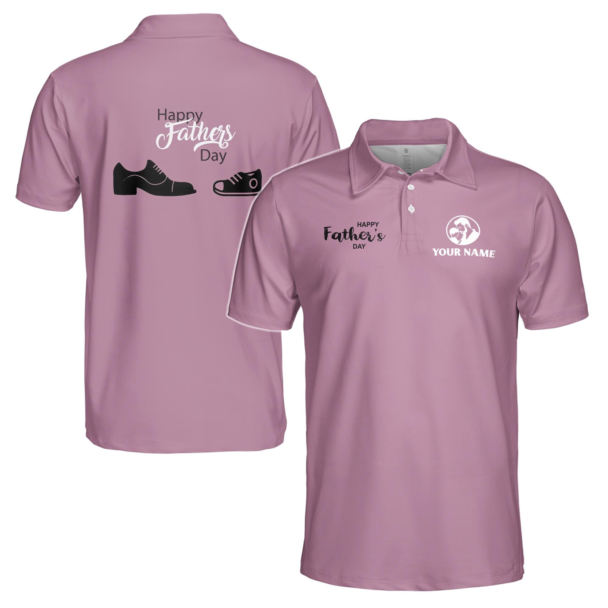 Personalizedize Name Dad Child Shoes Violet 3D Men's Polo Shirt