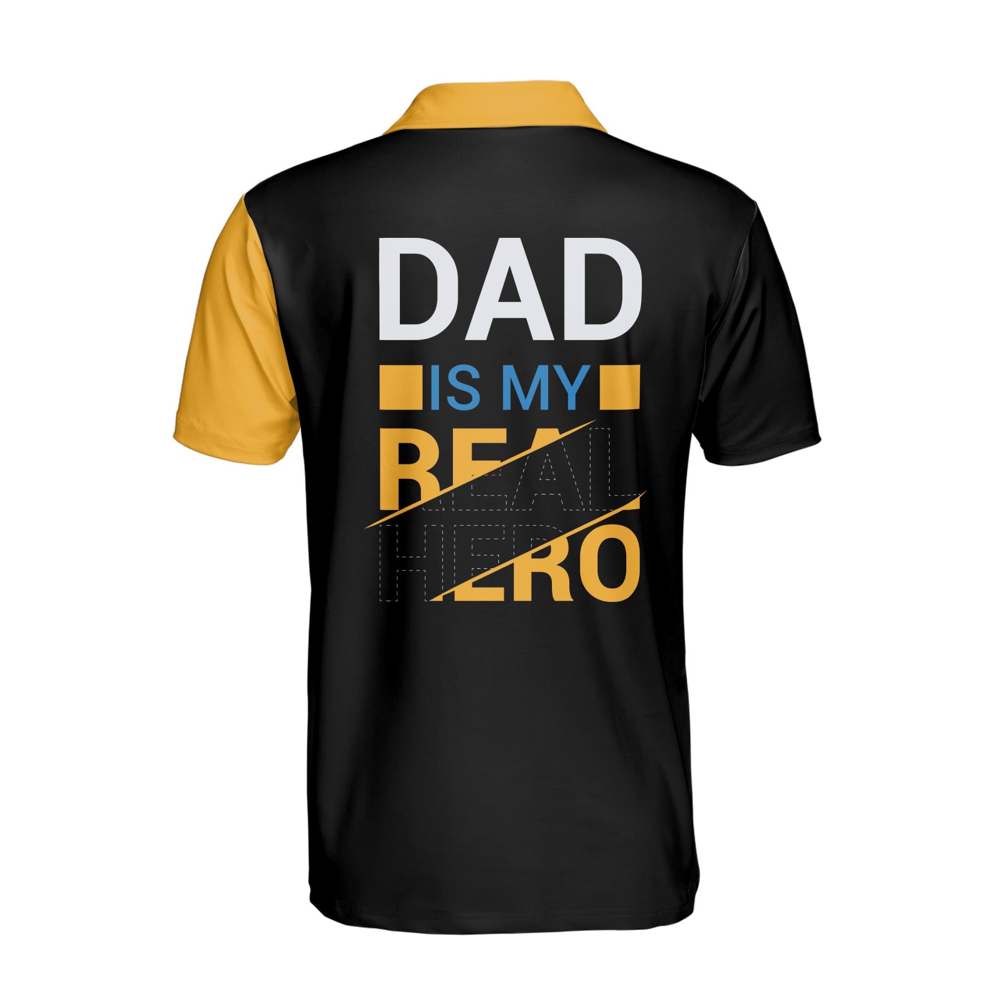 Personalizedize Name Dad My Real Hero Black Yellow 3D Men's Polo Shirt - Image 3