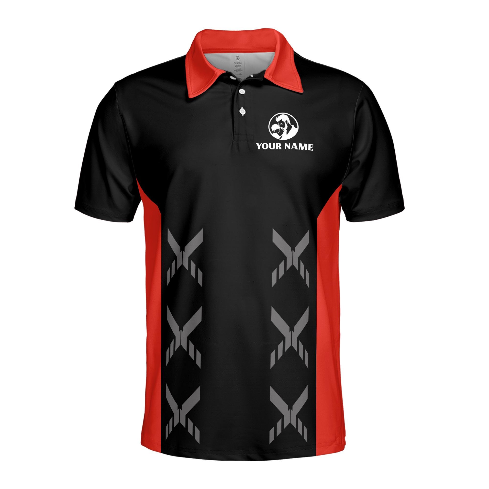 Alternative view of Personalizedize Name Dad My Superhero Black 3D Men's Polo Shirt