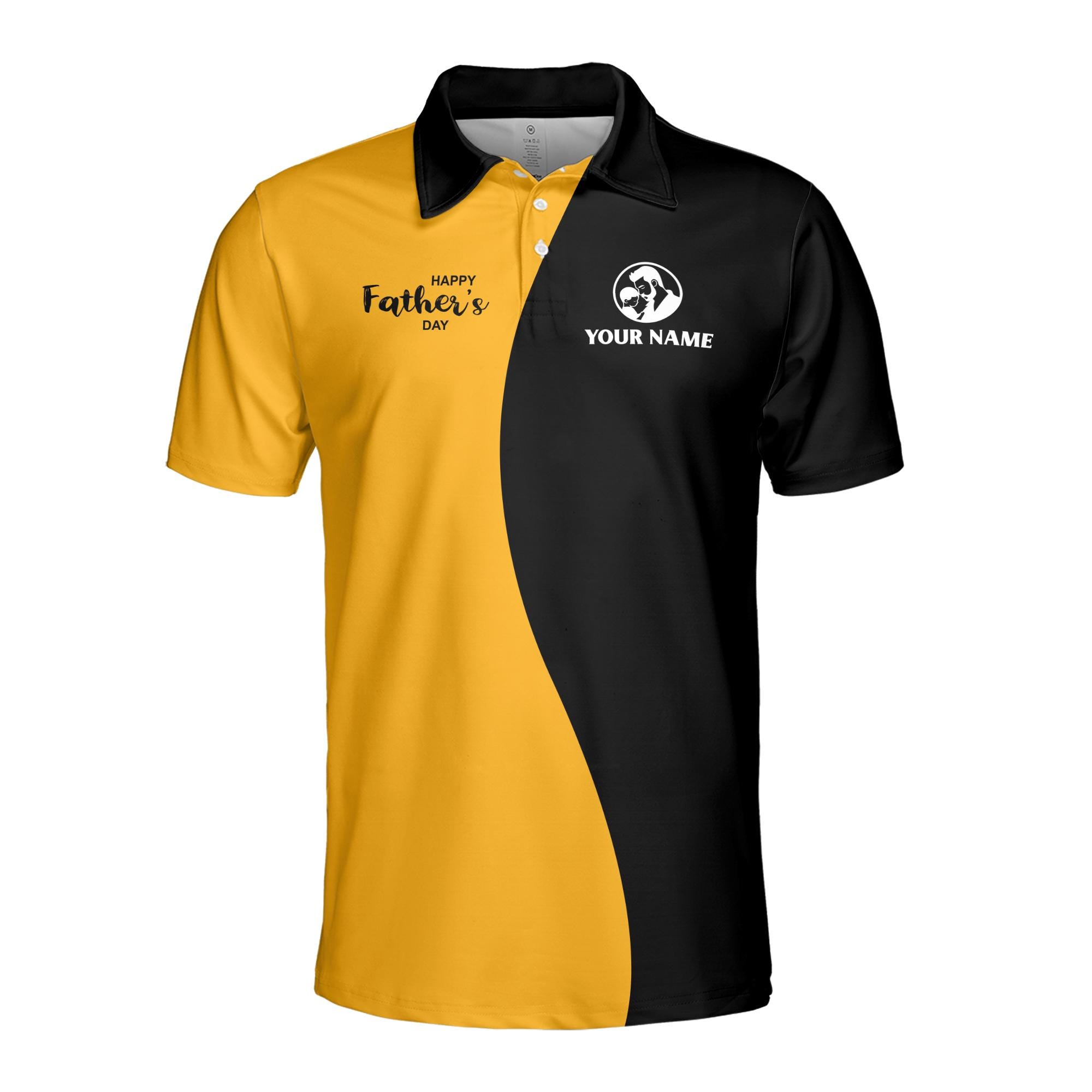 Alternative view of Personalizedize Name Dad Real Hero Crown Black Yellow 3D Men's Polo Shirt