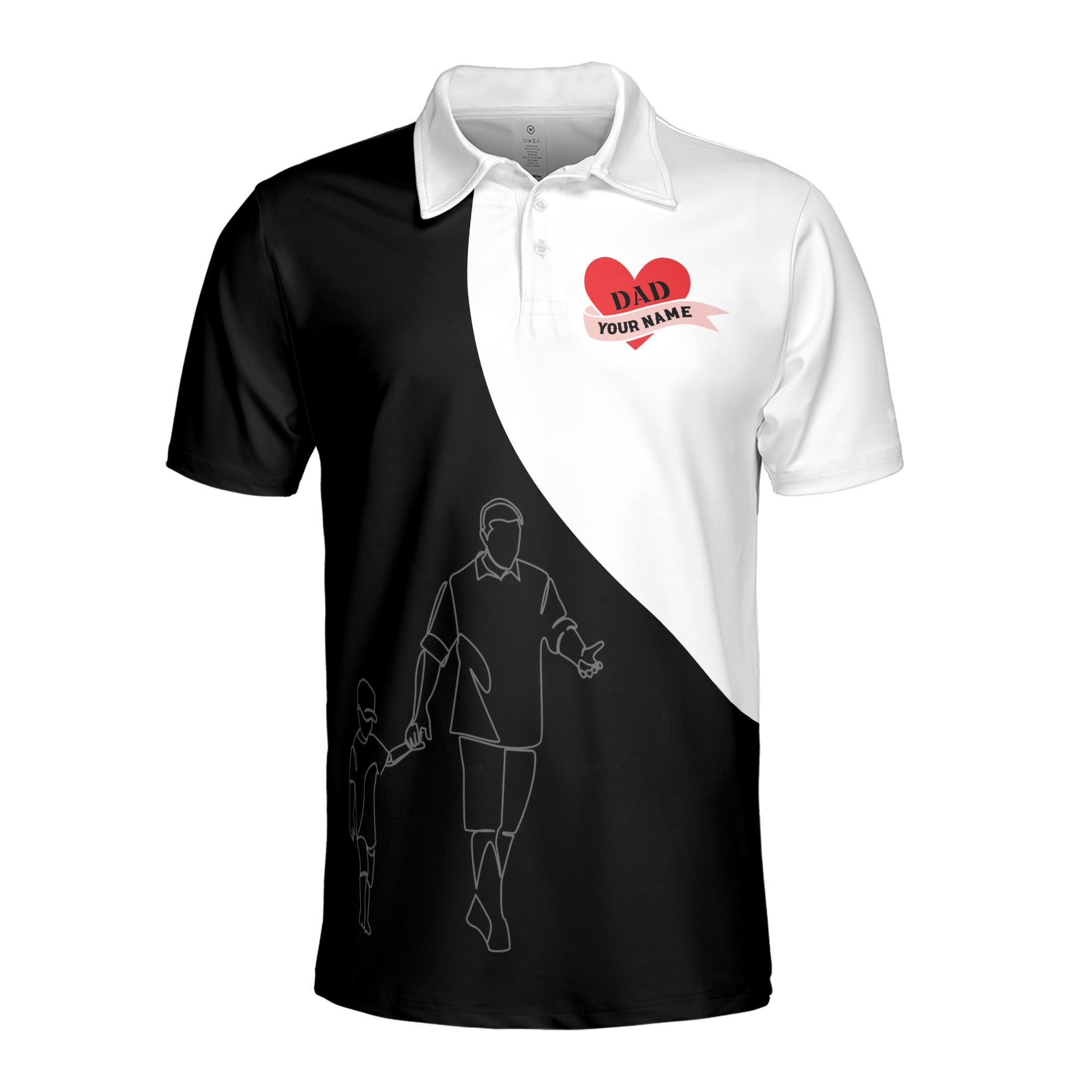 Alternative view of Personalizedize Name Dad Thanks Humor Quote White 3D Men's Polo Shirt