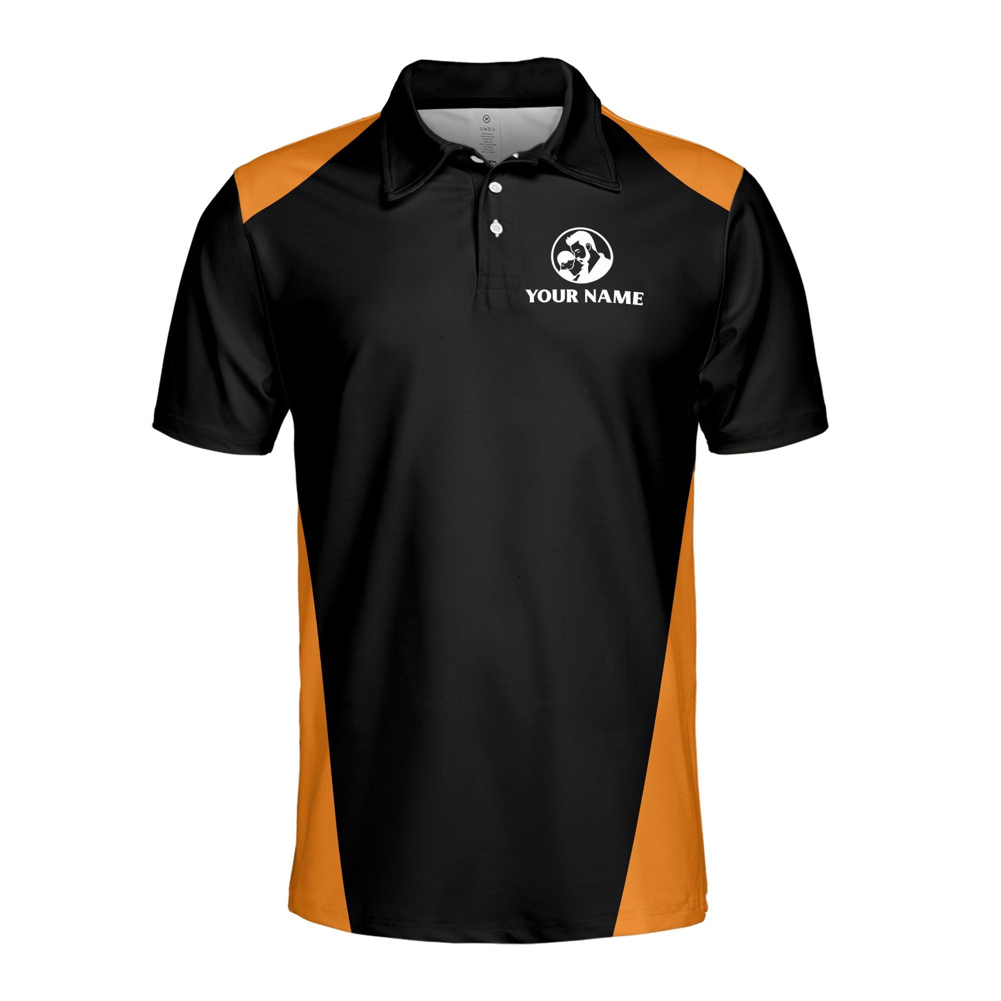 Alternative view of Personalizedize Name Dad The Real Superhero Black 3D Men's Polo Shirt