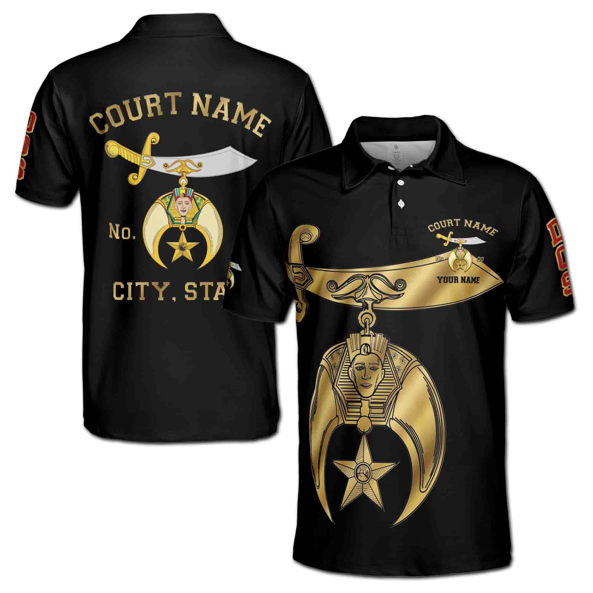 Personalizedize Name DOS Daughter of Sphinx Shriners Symbol Men's Polo Shirt