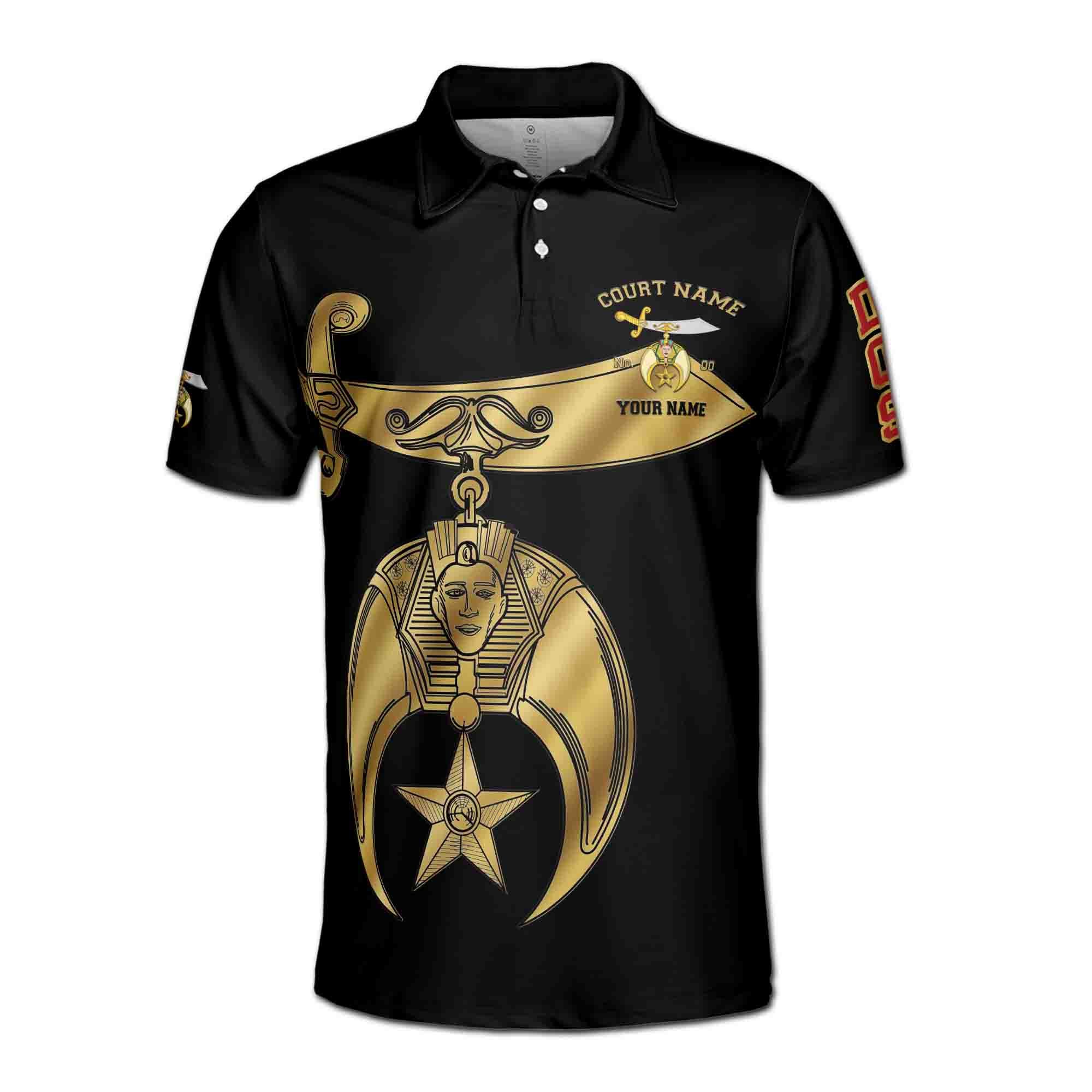 Alternative view of Personalizedize Name DOS Daughter of Sphinx Shriners Symbol Men's Polo Shirt