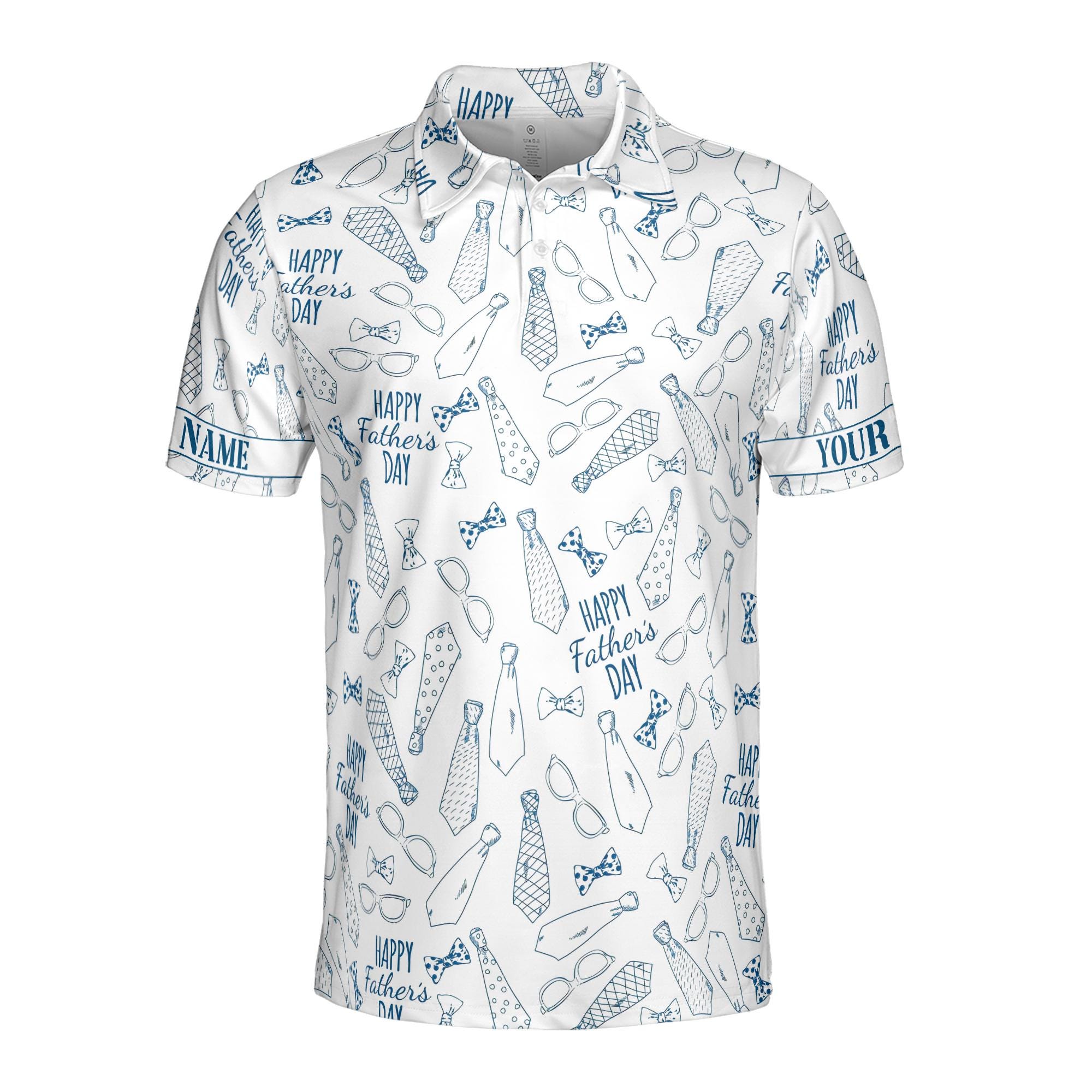 Alternative view of Personalizedize Name Father Accessories Quote White 3D Men's Polo Shirt