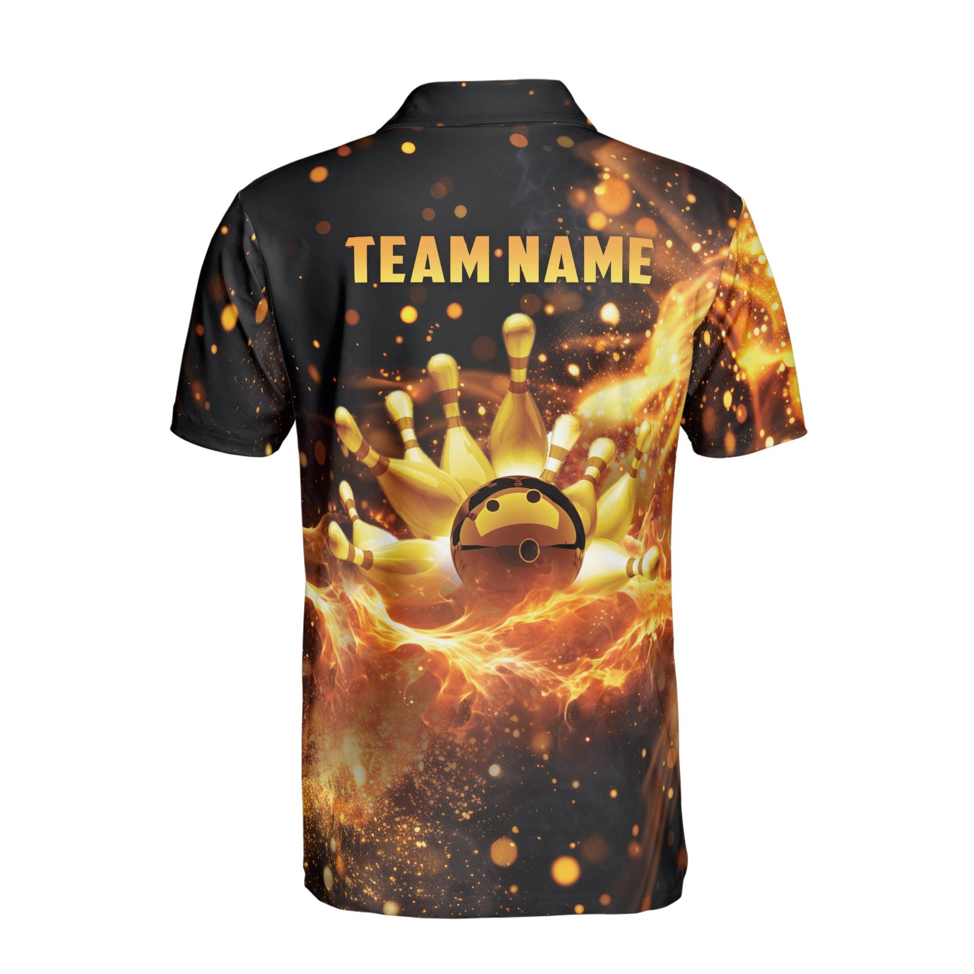 Personalizedize Name Fiery Multiple Sports Options Black 3D Men's Polo Shirt - Image 3