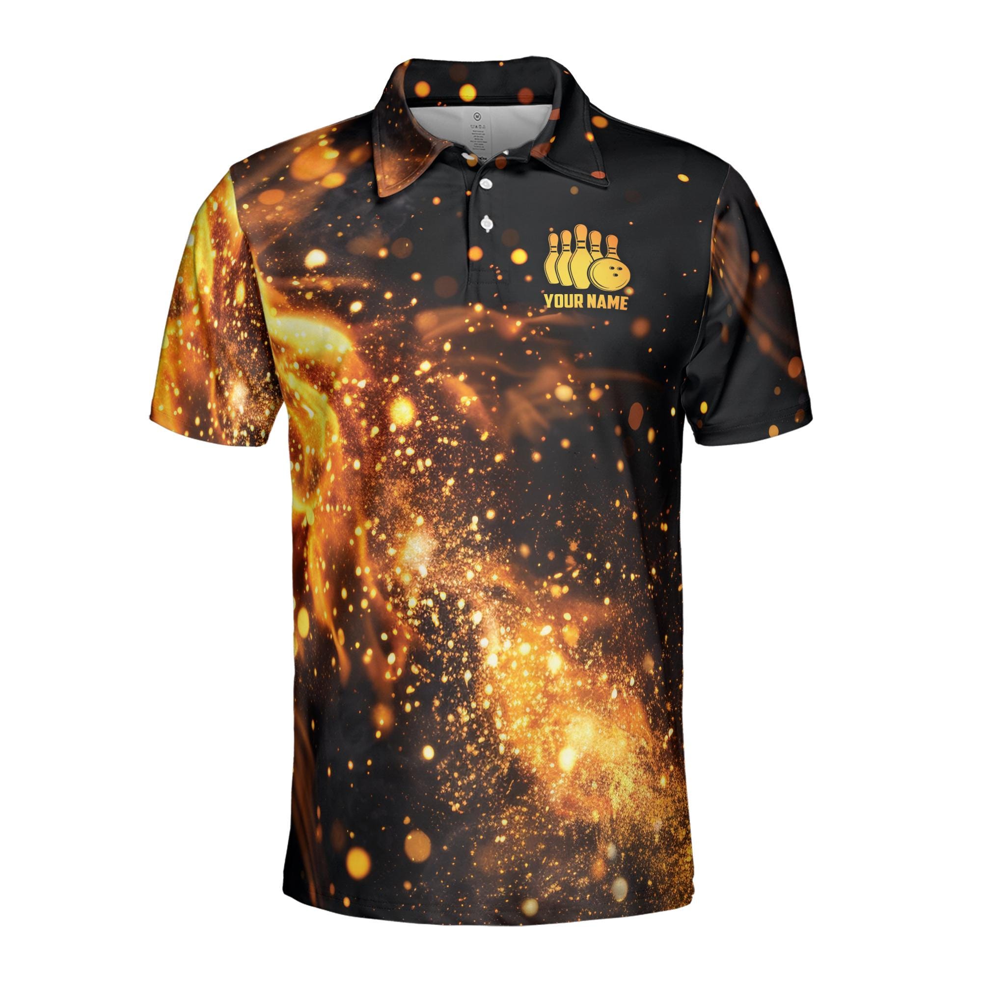 Alternative view of Personalizedize Name Fiery Multiple Sports Options Black 3D Men's Polo Shirt