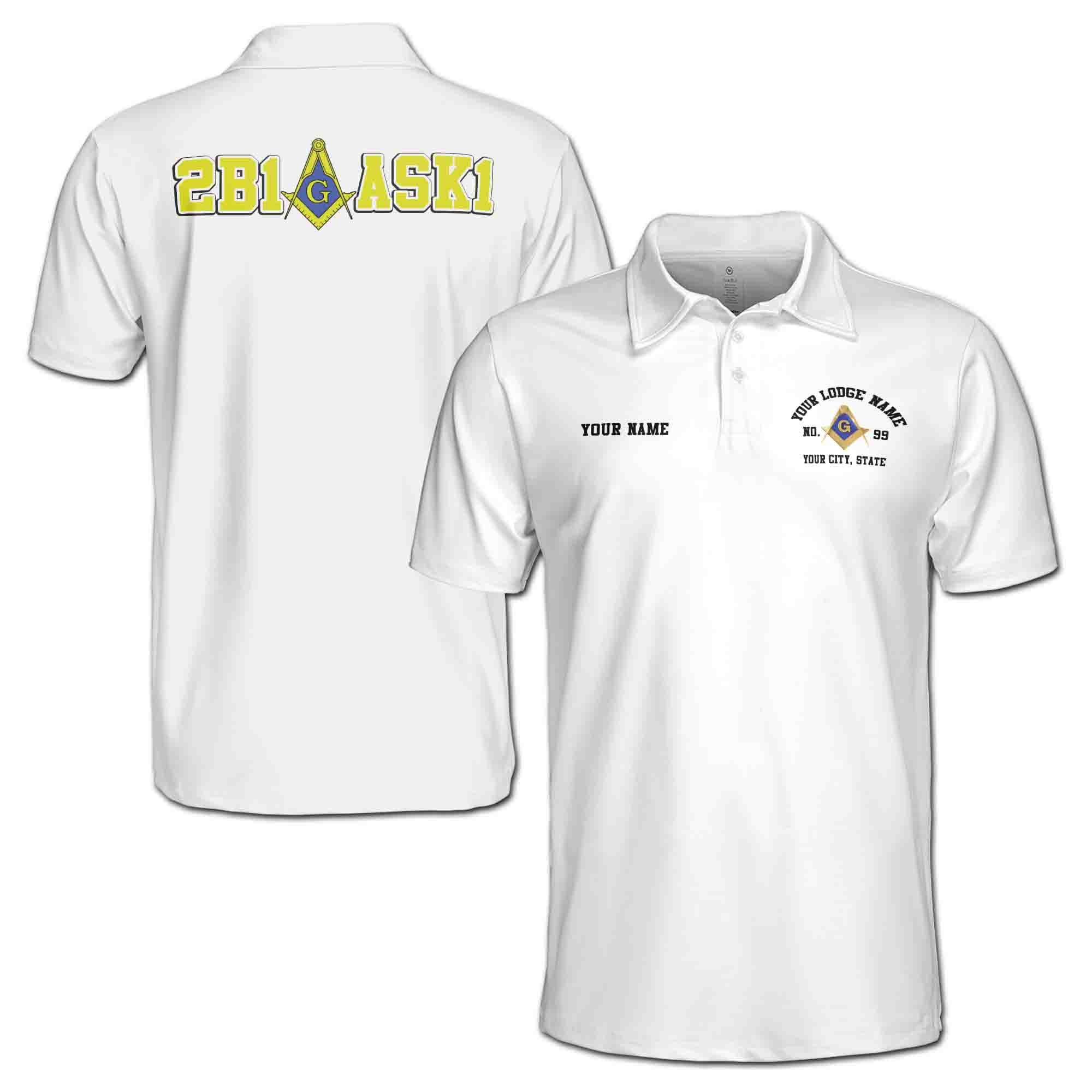 Personalizedize Name Freemason Masonic 2B1ASK1 White 3D Polo Shirt