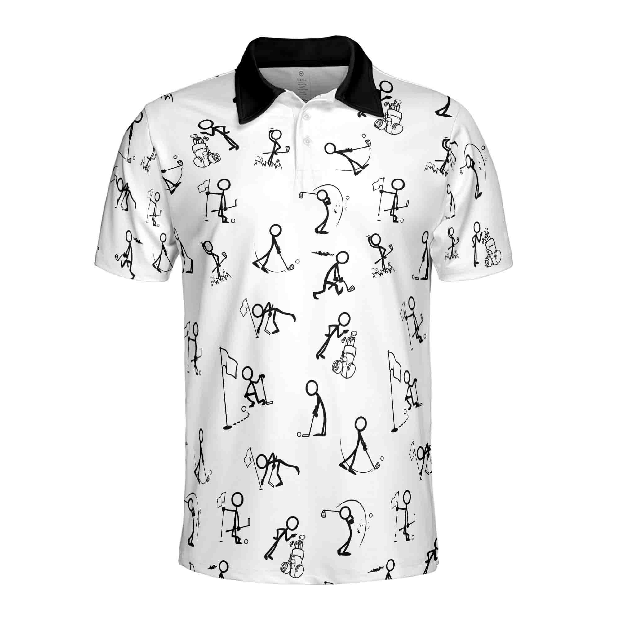 Personalizedize Name Funny Golf Stick Figure Men's Polo Shirt, Golfer Jersey Gift - Image 3
