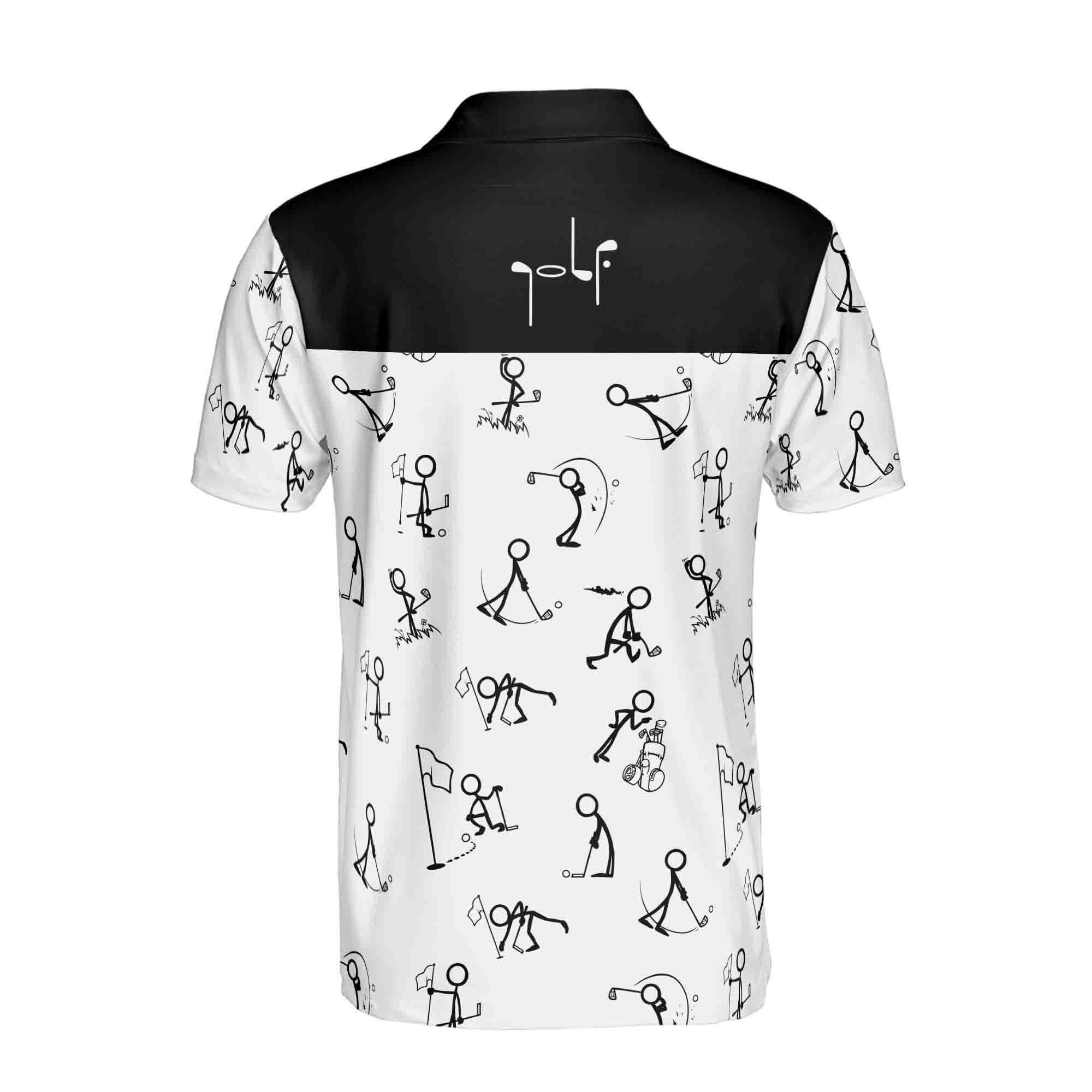 Personalizedize Name Funny Golf Stick Figure Men's Polo Shirt, Golfer Jersey Gift - Image 4